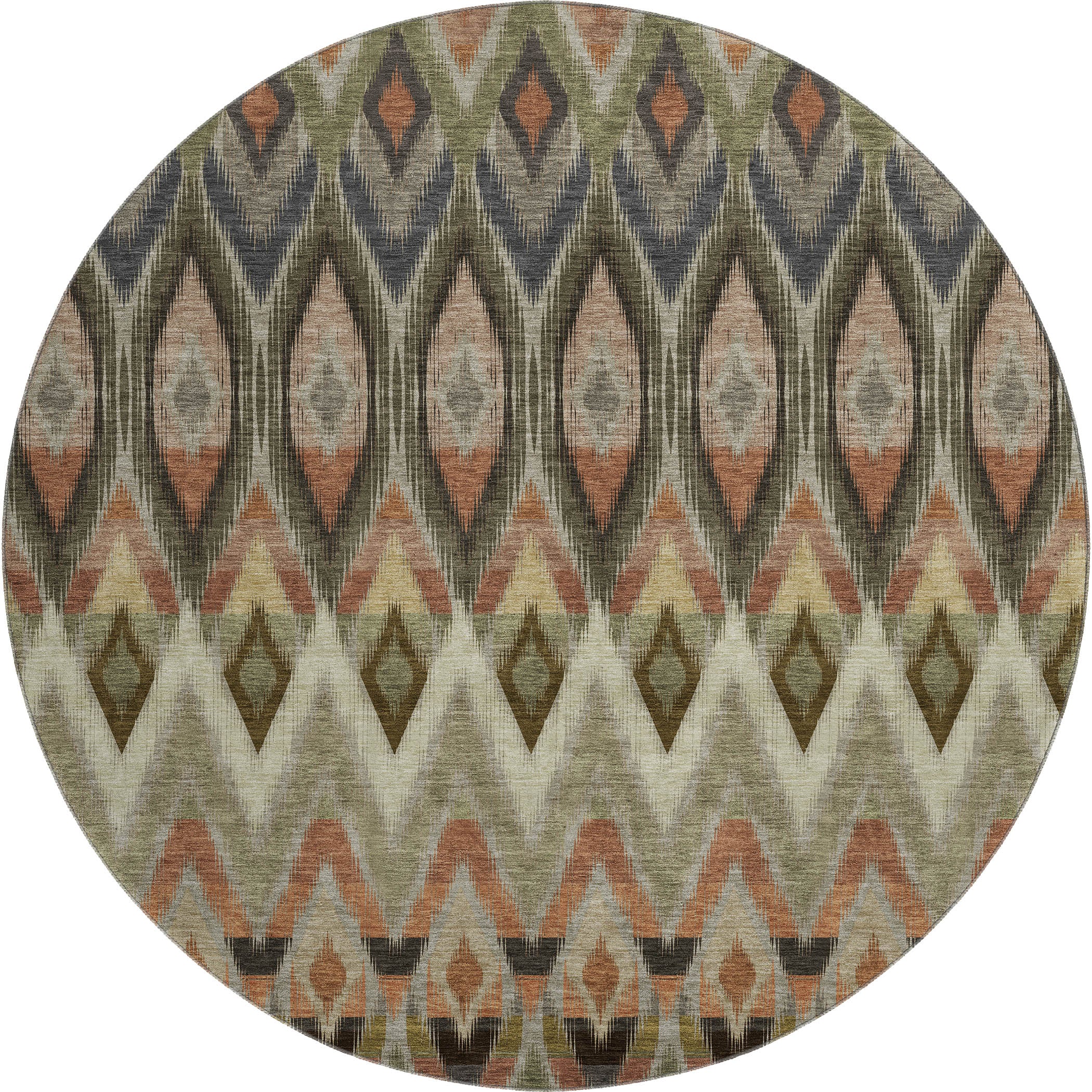 Bogota Machine Washable Transitional Taupe Brown Rug 8' x 8' #shape_Round