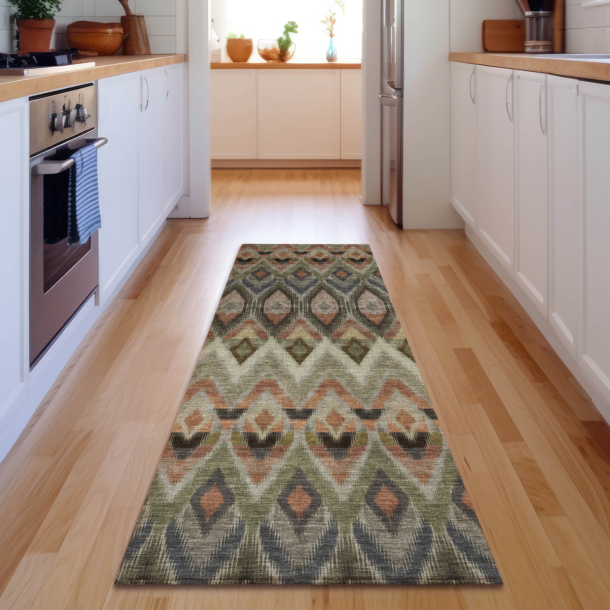 Bogota Machine Washable Transitional Taupe Brown Rug 2'3" x 7'6" #shape_Runner