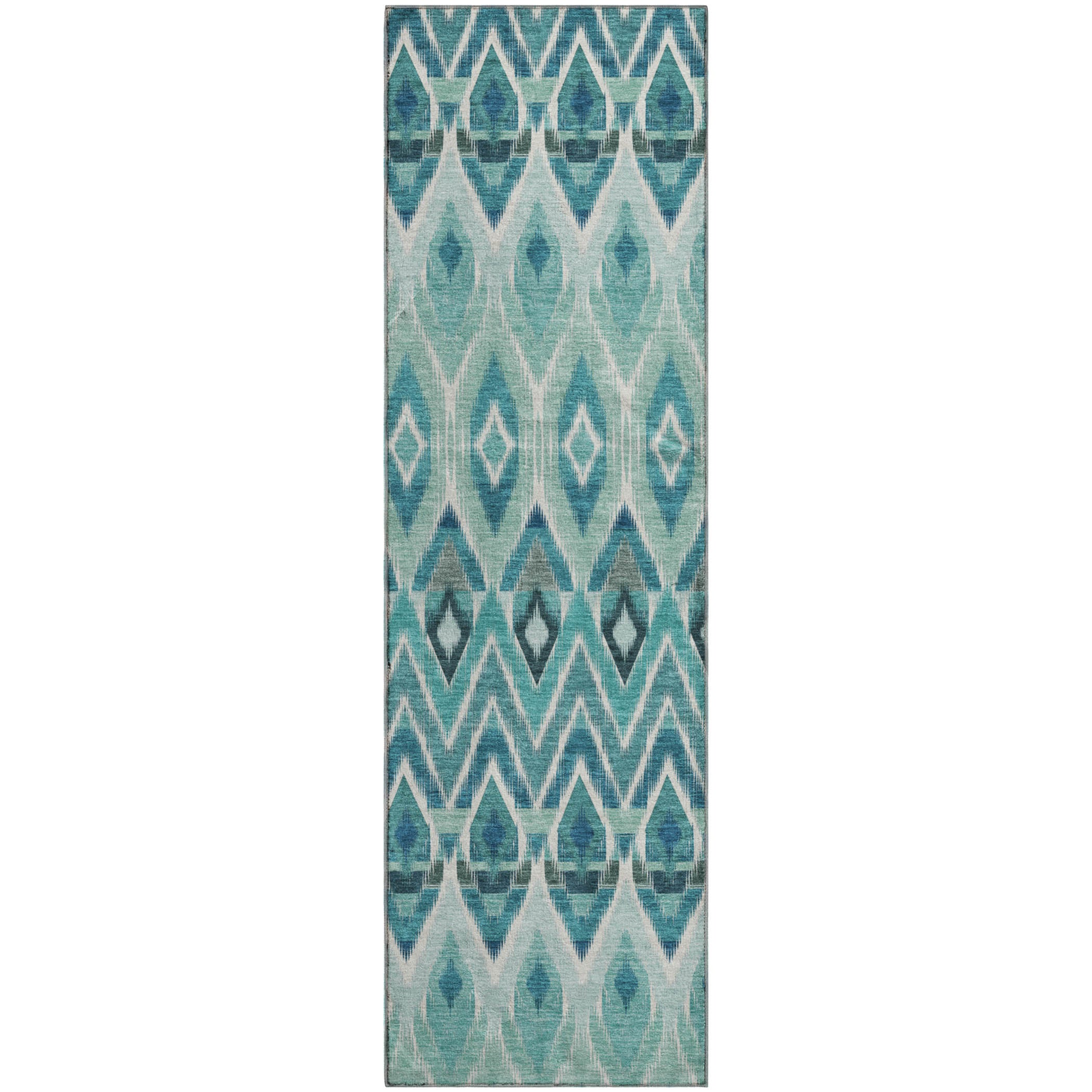 Bogota Machine Washable Transitional Teal Rug 2'3" x 7'6" #shape_Runner