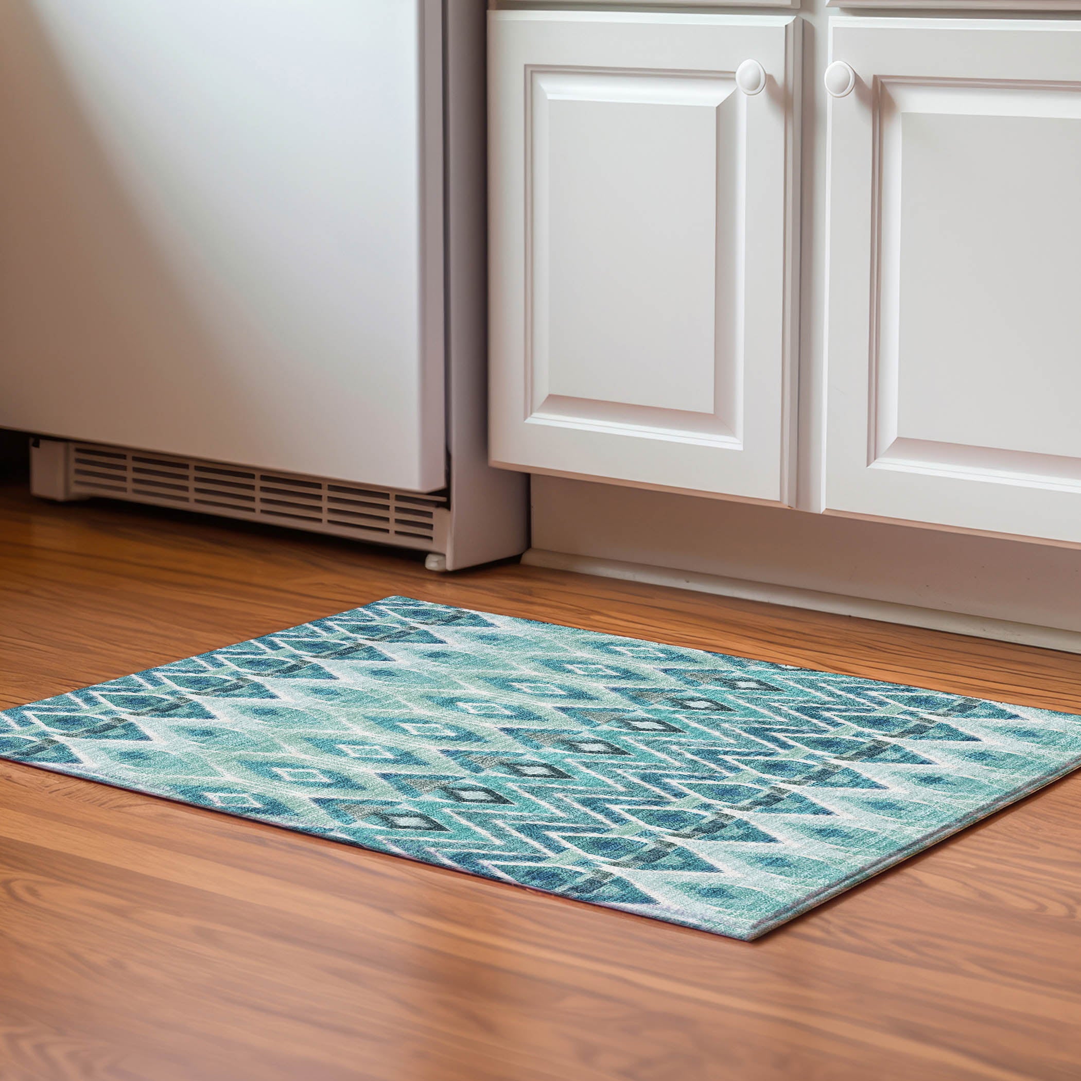 Bogota Machine Washable Transitional Teal Rug 1'8" x 2'6" #shape_Rectangle