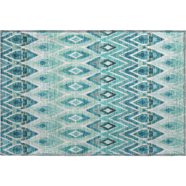 Bogota Machine Washable Transitional Teal Rug 1'8" x 2'6"
