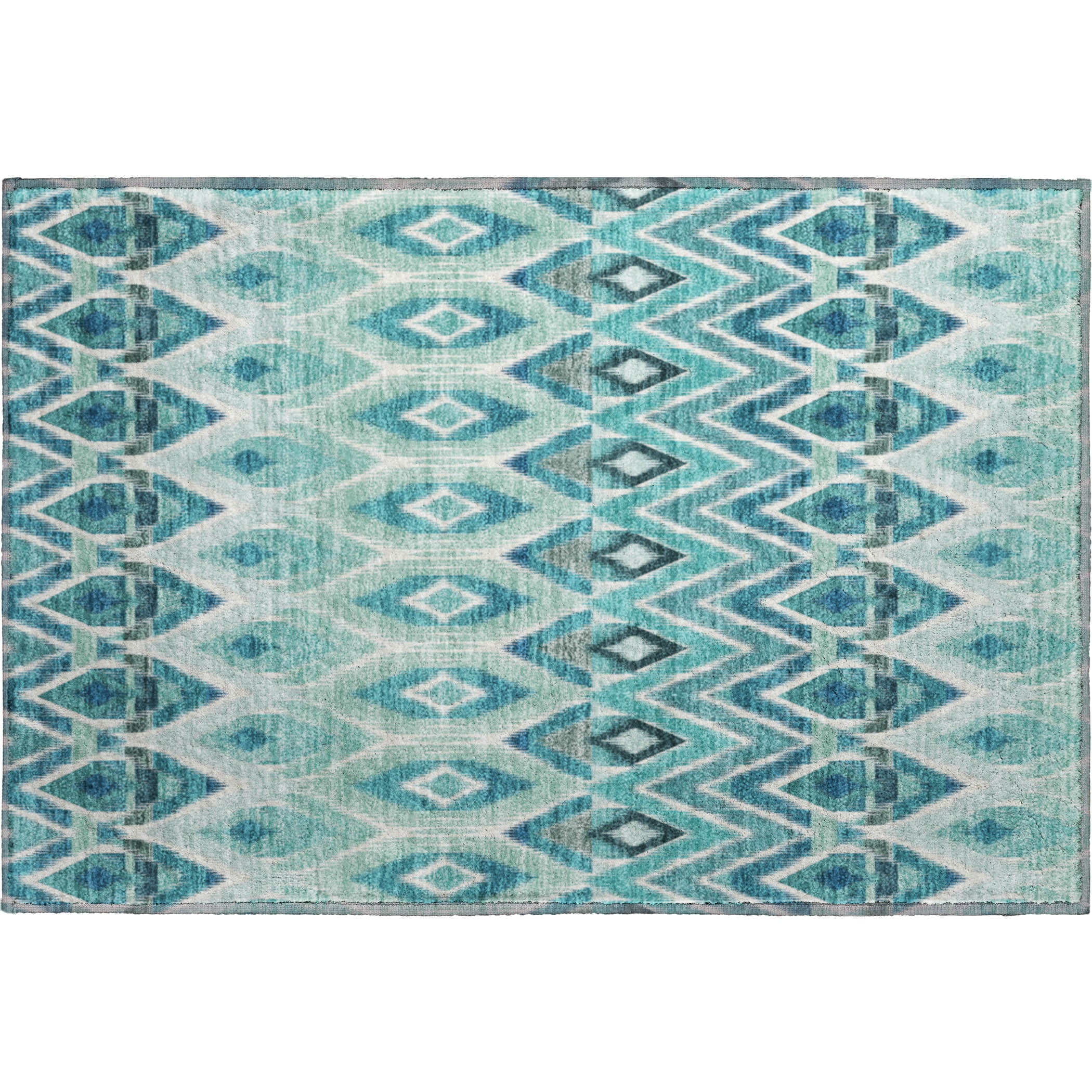Bogota Machine Washable Transitional Teal Rug 1'8" x 2'6" #shape_Rectangle