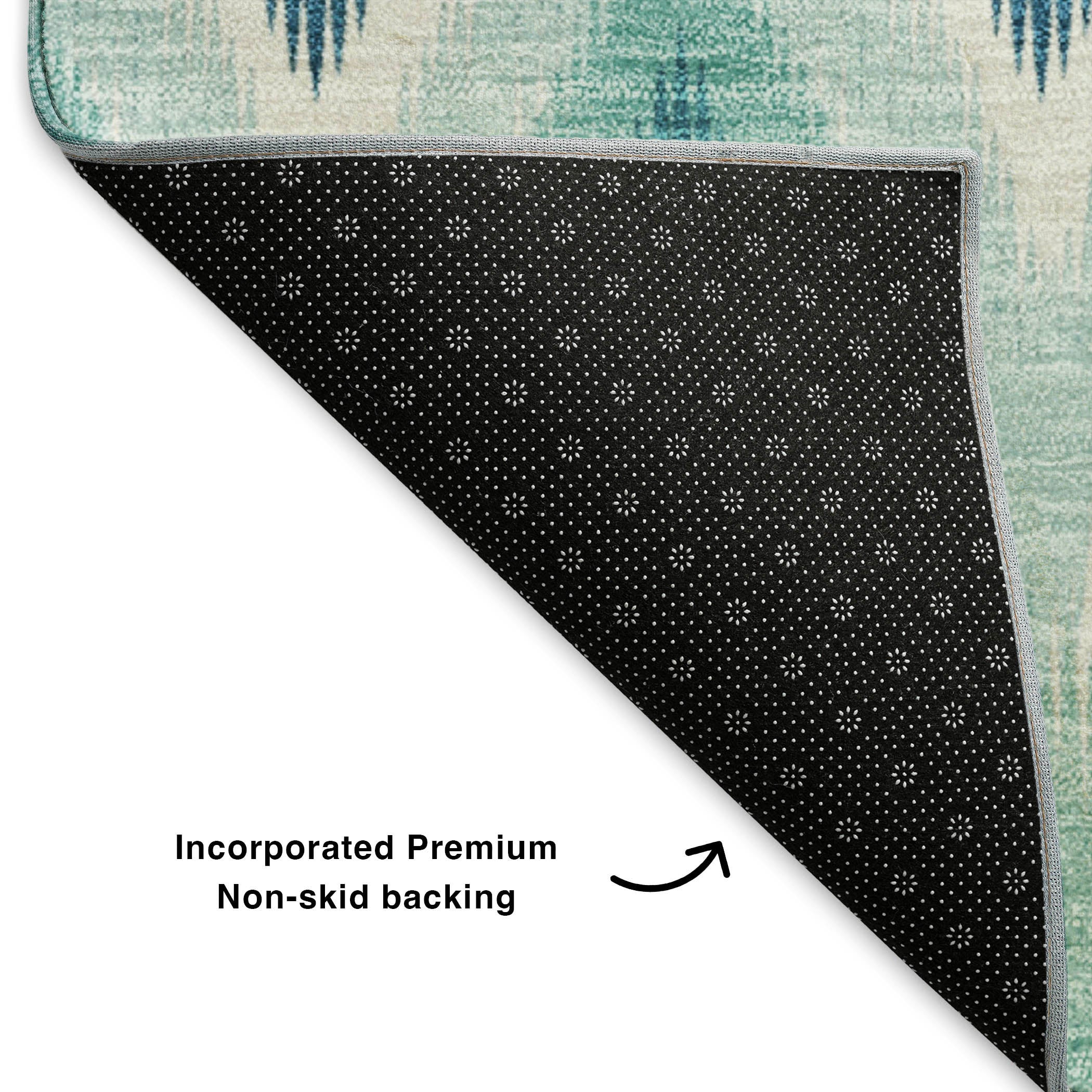 Bogota Machine Washable Transitional Teal Rug 1'8" x 2'6" #shape_Rectangle