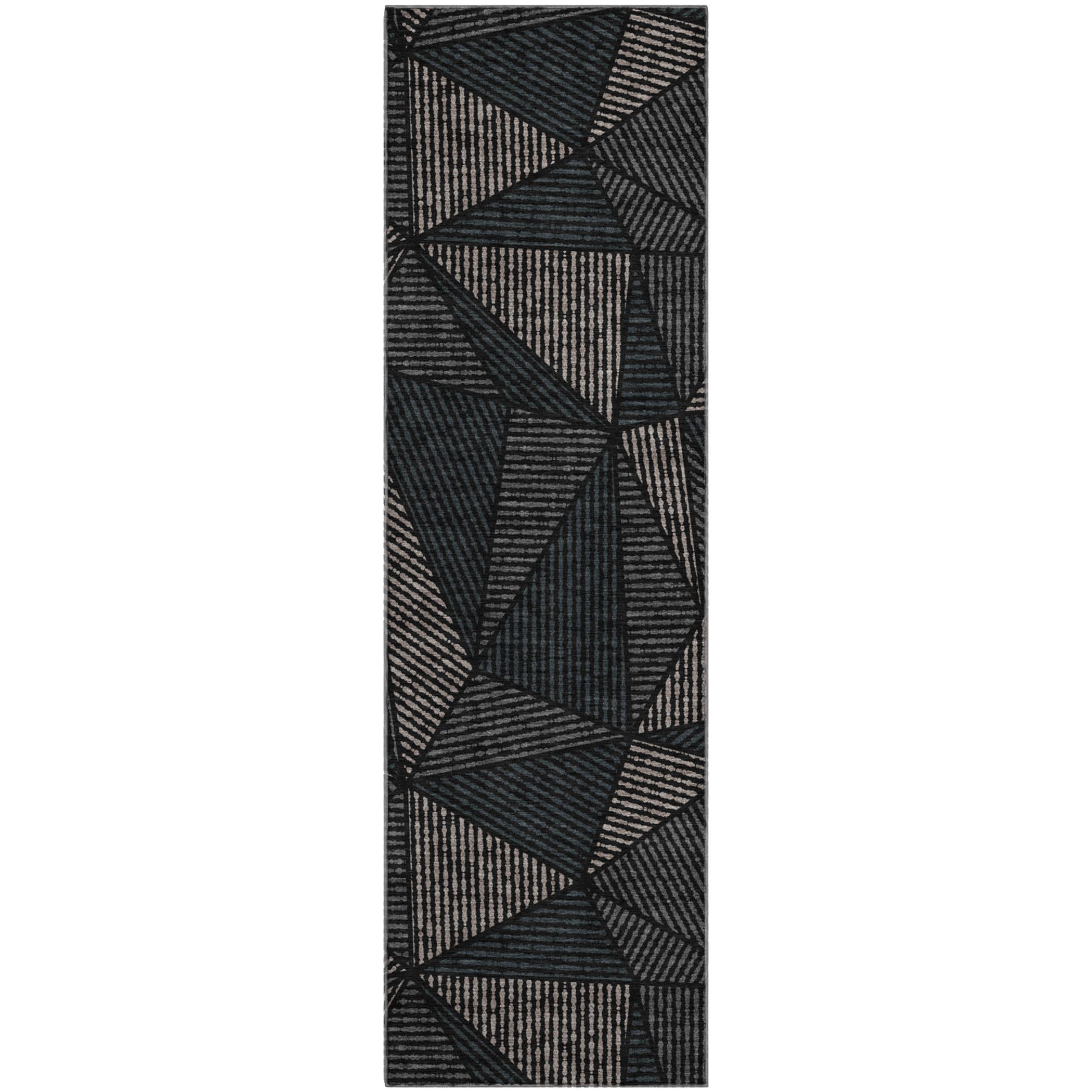 Valletta Machine Washable Transitional Black Rug 2'3" x 7'6" #shape_Runner