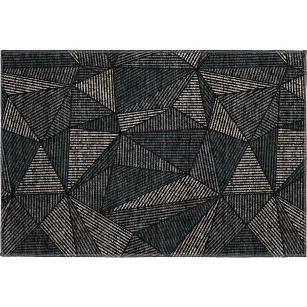 Valletta Machine Washable Transitional Black Rug 1'8" x 2'6"