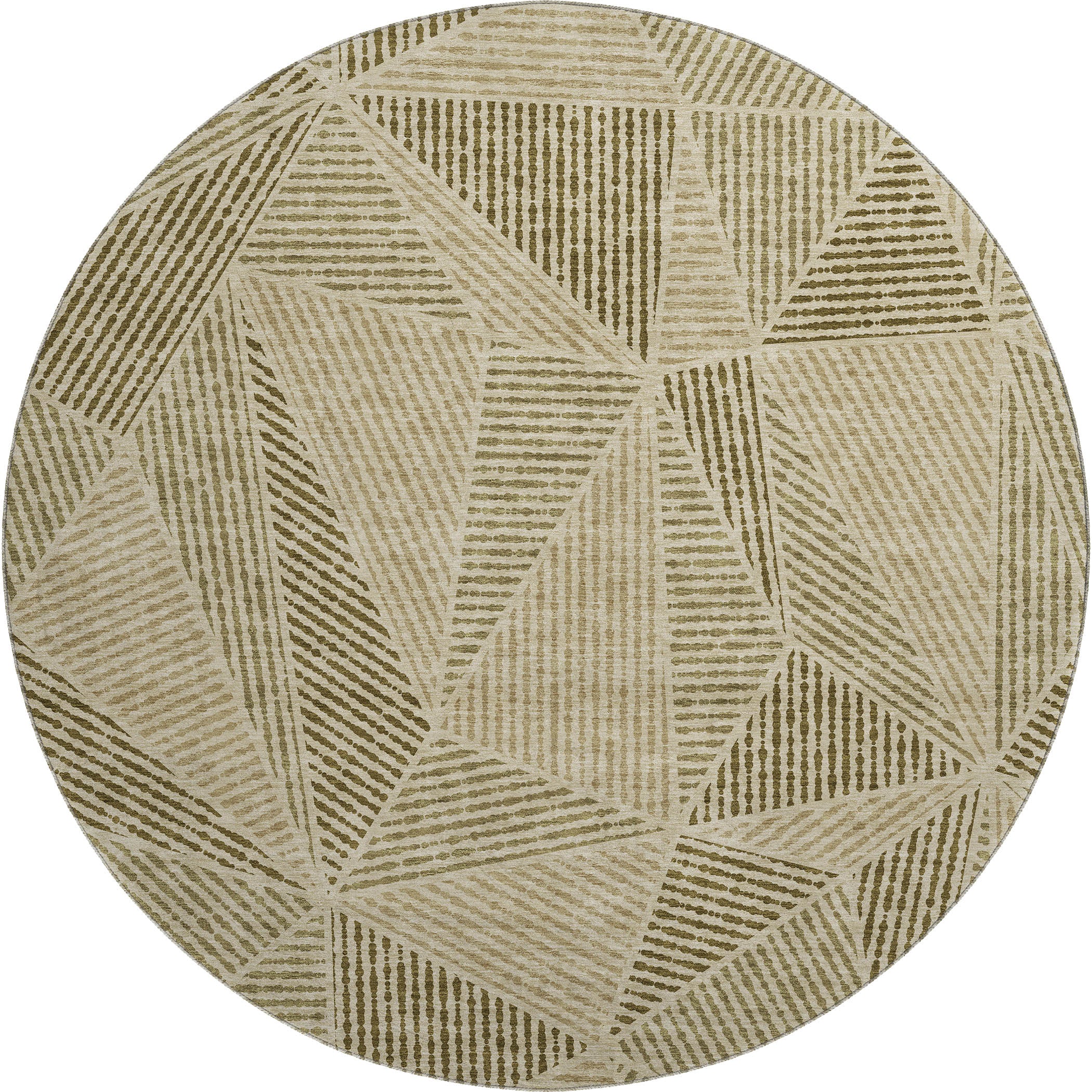 Valletta Machine Washable Transitional Khaki Brown Rug 8' x 8' #shape_Round