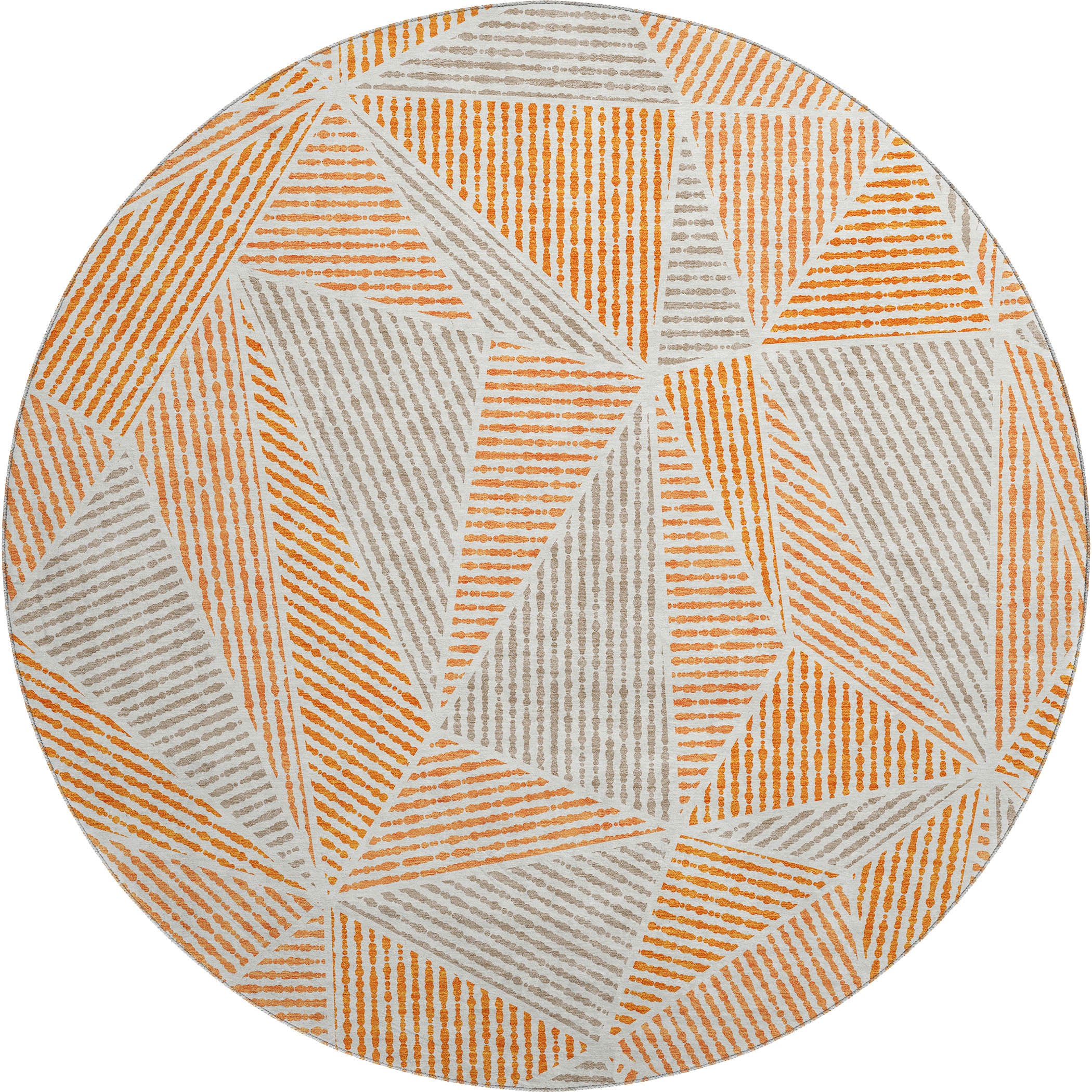 Valletta Machine Washable Transitional Orange Rug 8' x 8' #shape_Round