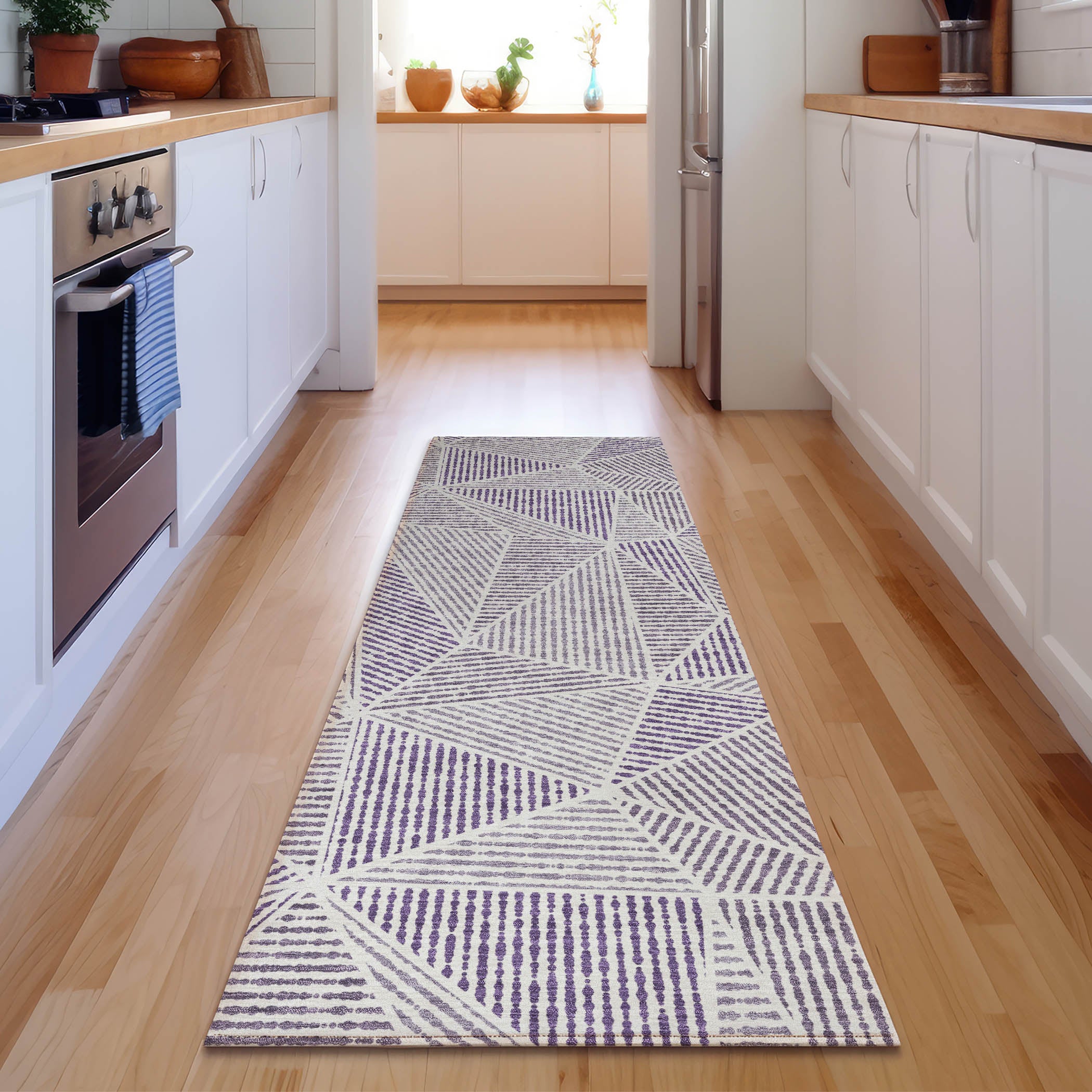 Valletta Machine Washable Transitional Purple Rug 2'3" x 7'6" #shape_Runner