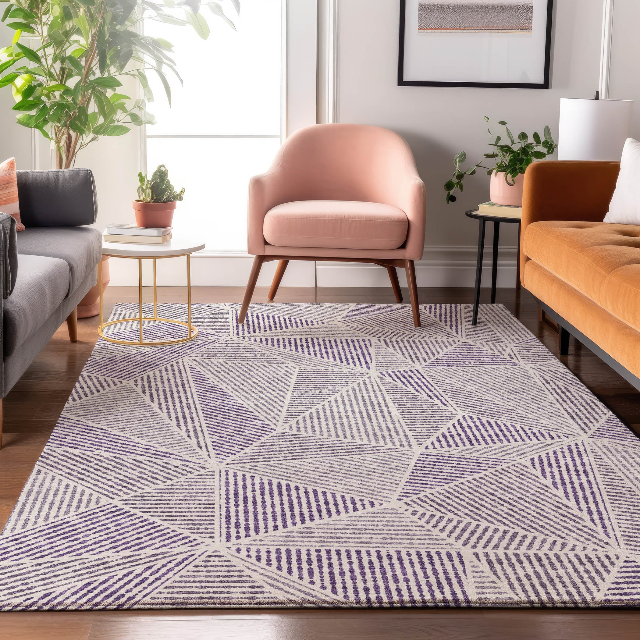 Valletta Machine Washable Transitional Purple Rug 2'6" x 3'10" #shape_Rectangle