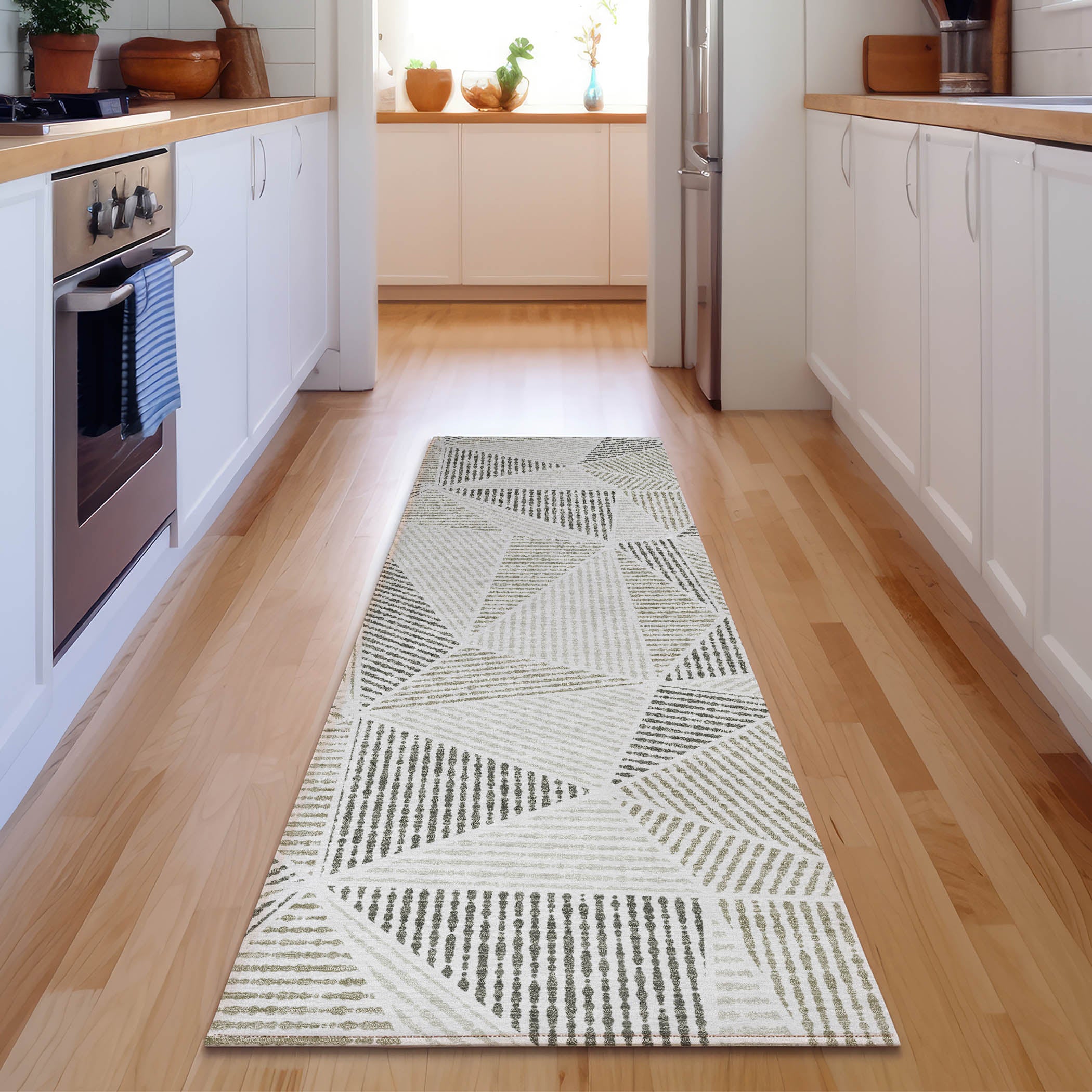 Valletta Machine Washable Transitional Taupe Brown Rug 2'3" x 7'6" #shape_Runner
