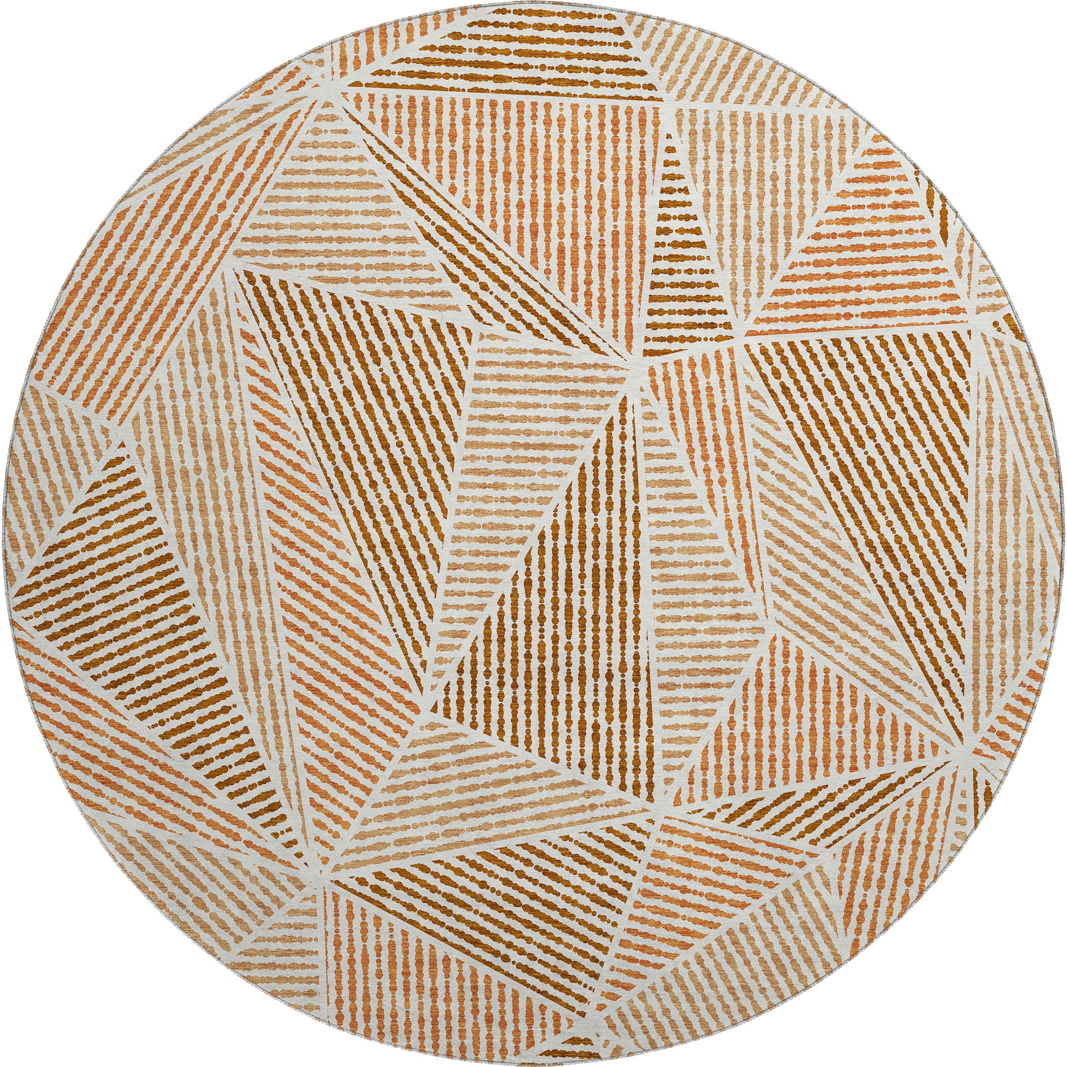 Valletta Machine Washable Transitional Terracotta Orange Rug 8' x 8' #shape_Round