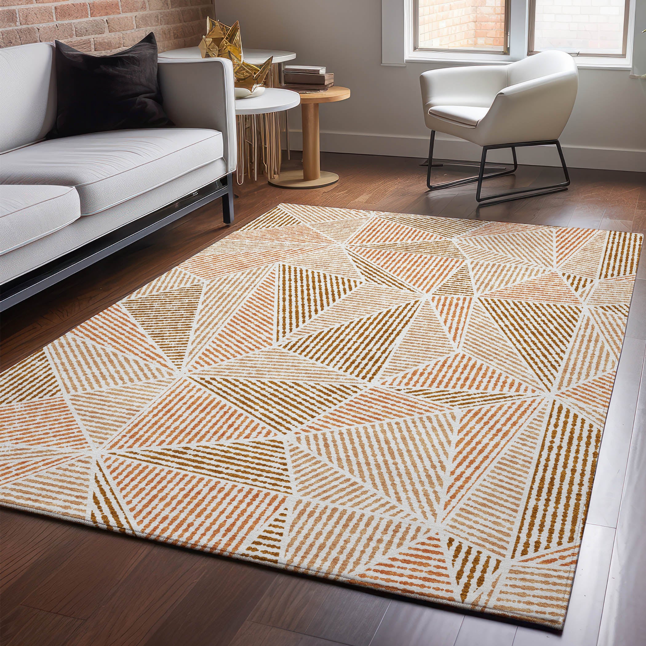 Valletta Machine Washable Transitional Terracotta Orange Rug 2'6" x 3'10" #shape_Rectangle