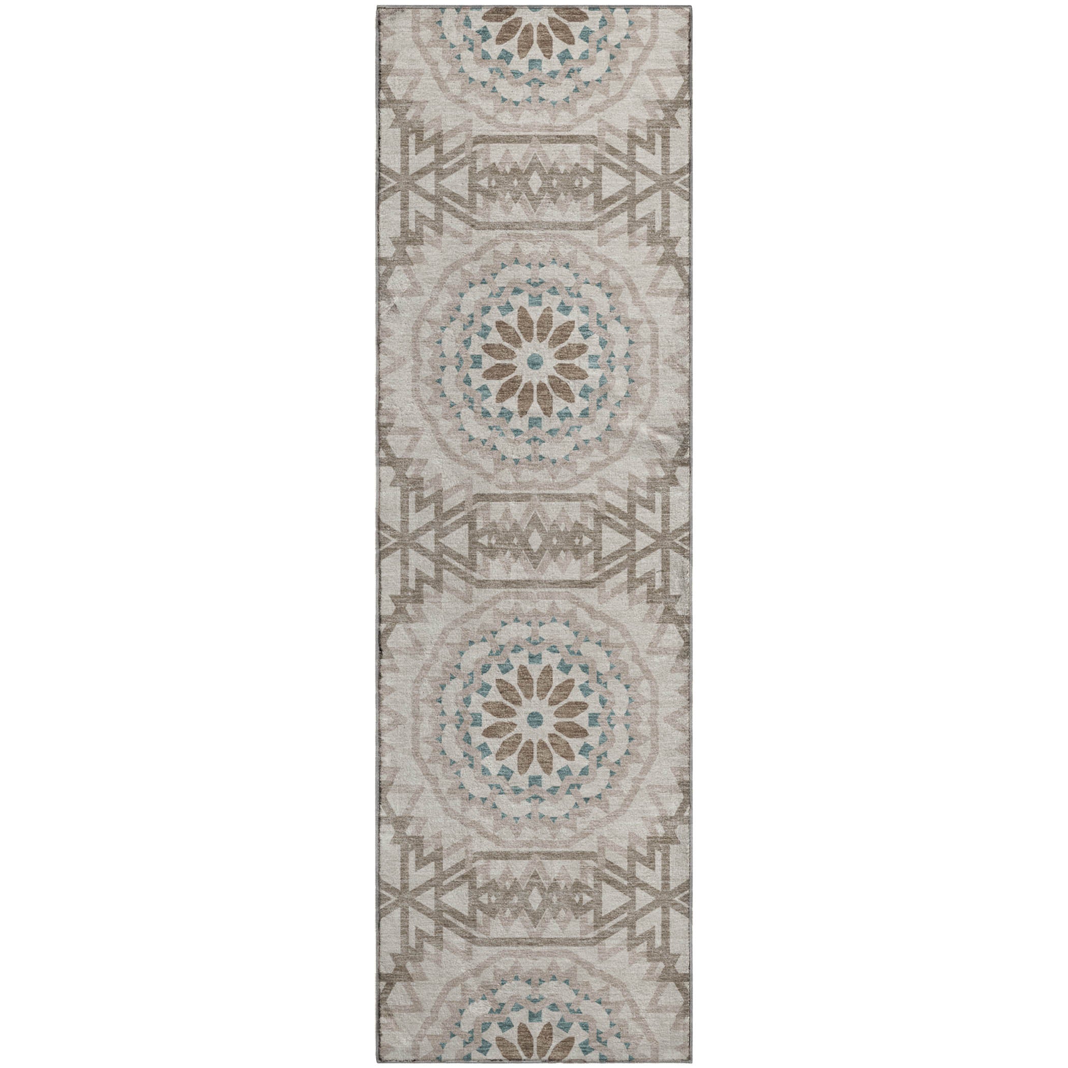 Antigua Machine Washable Transitional Beige Brown Rug 2'3" x 7'6" #shape_Runner
