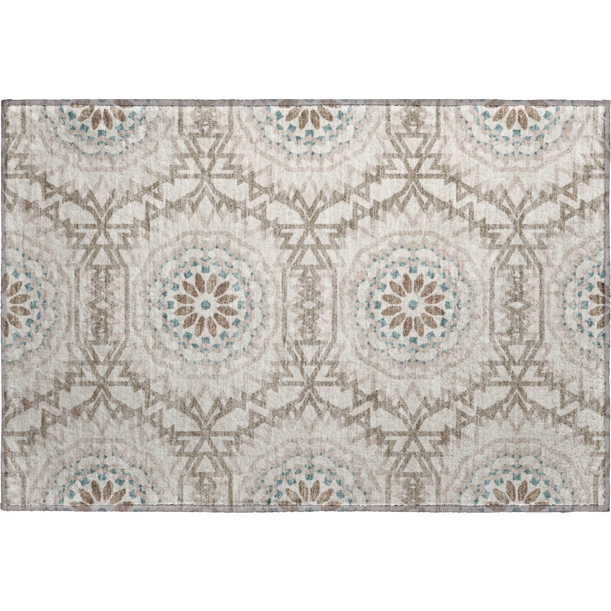 Antigua Machine Washable Transitional Beige Brown Rug 1'8" x 2'6" #shape_Rectangle
