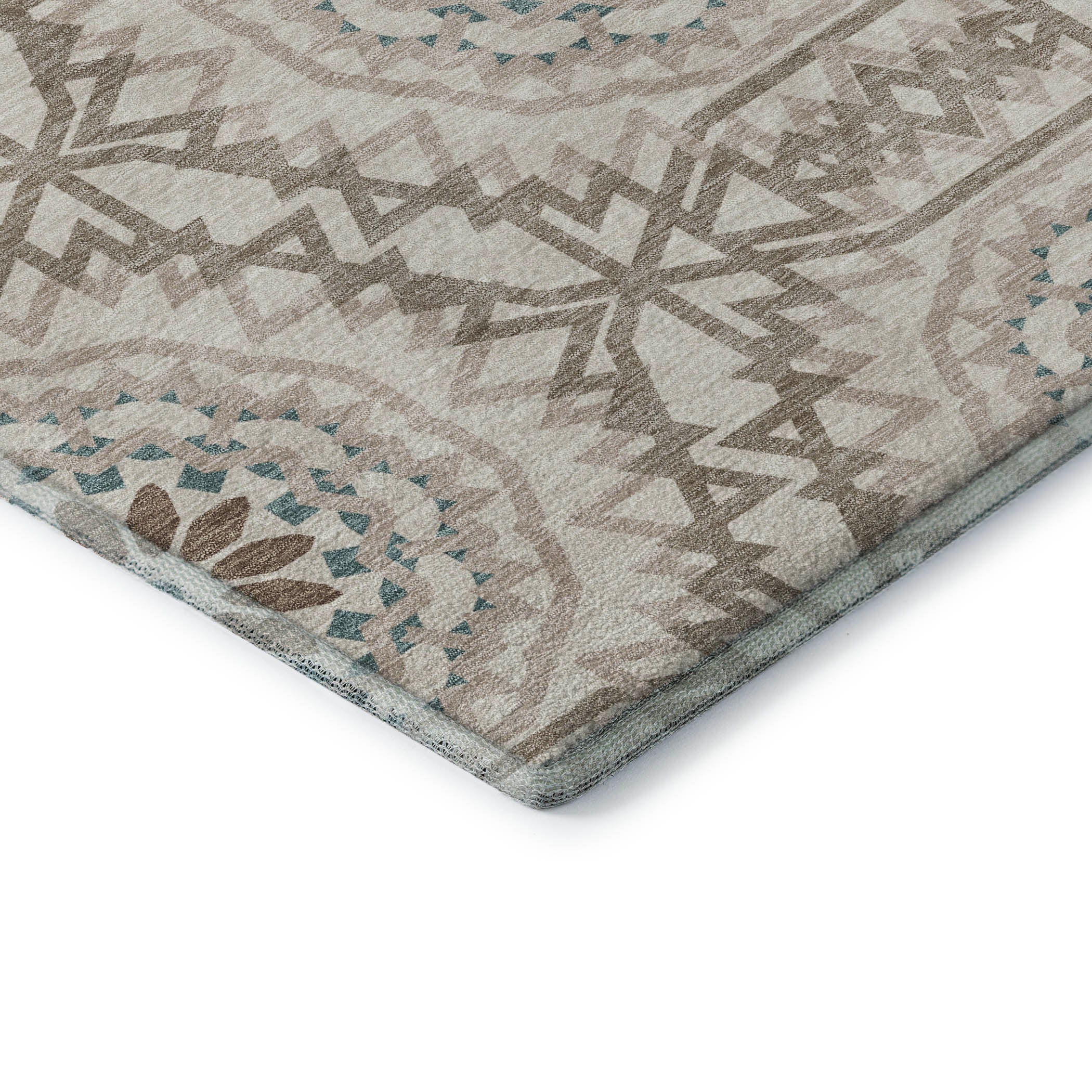 Antigua Machine Washable Transitional Beige Brown Rug 1'8" x 2'6" #shape_Rectangle