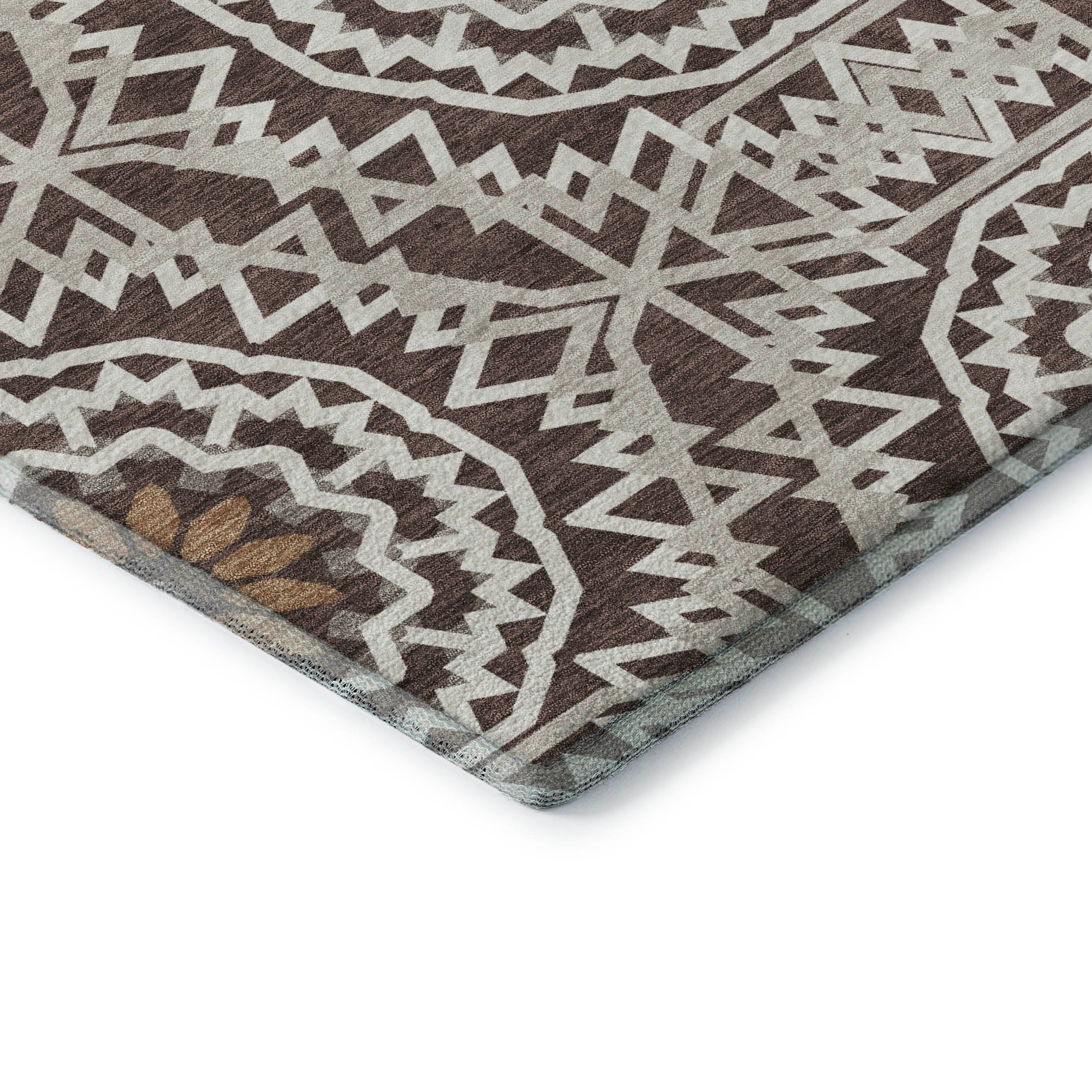 Antigua Machine Washable Transitional Chocolate Brown Rug 1'8" x 2'6" #shape_Rectangle