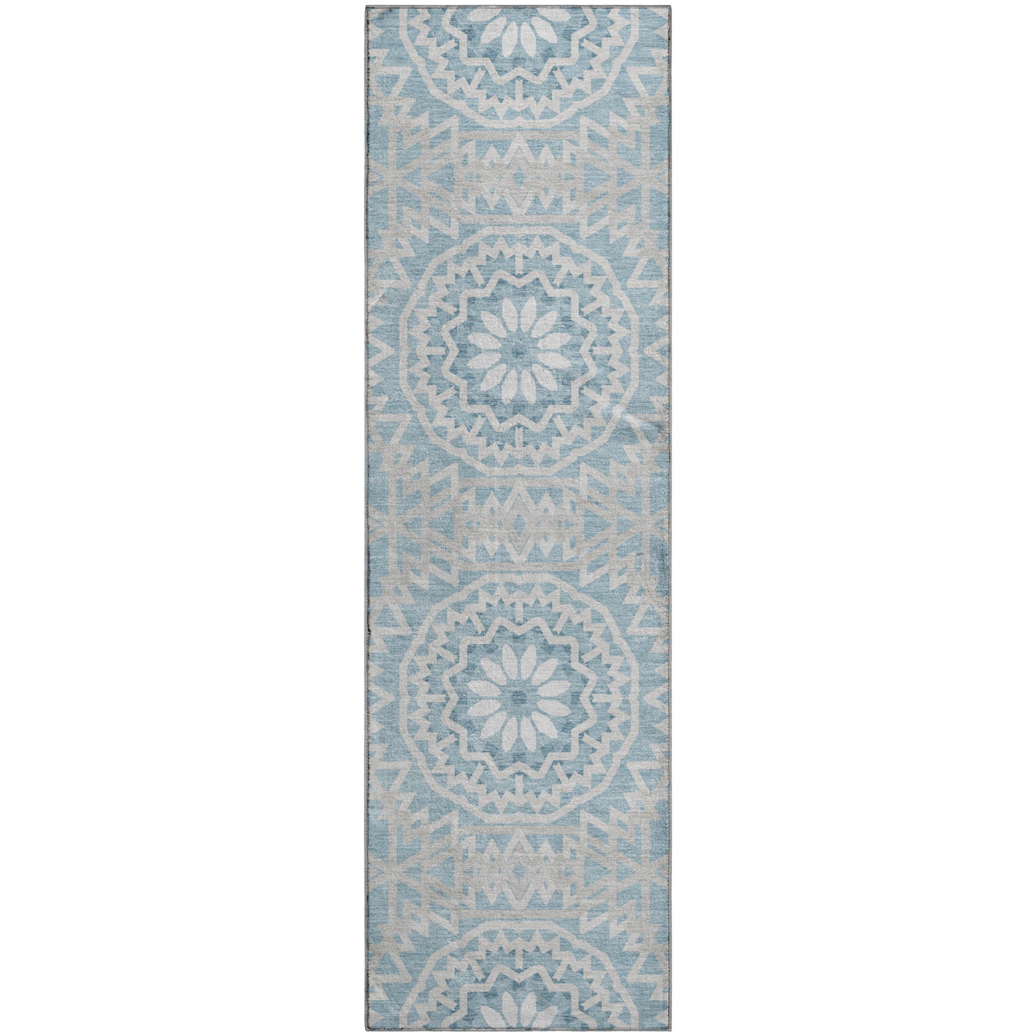 Antigua Machine Washable Transitional Denim Blue Rug 2'3" x 7'6" #shape_Runner
