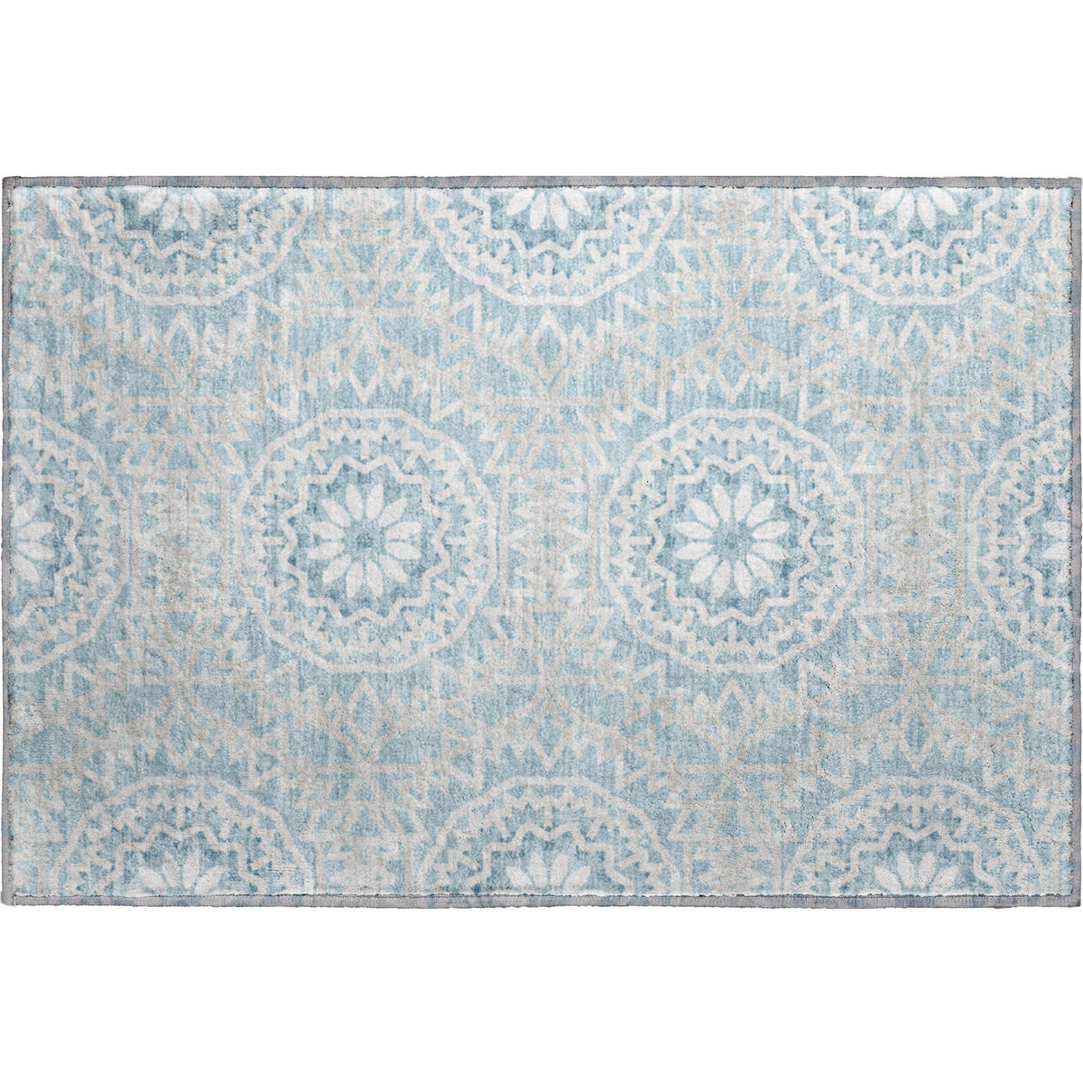 Antigua Machine Washable Transitional Denim Blue Rug