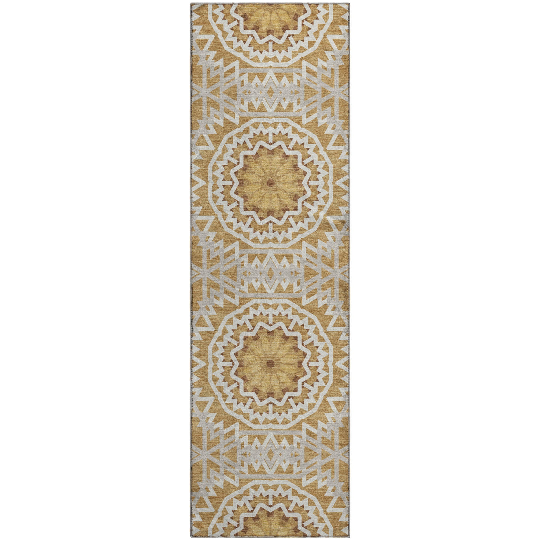 Antigua Machine Washable Transitional Gold Rug 2'3" x 7'6" #shape_Runner