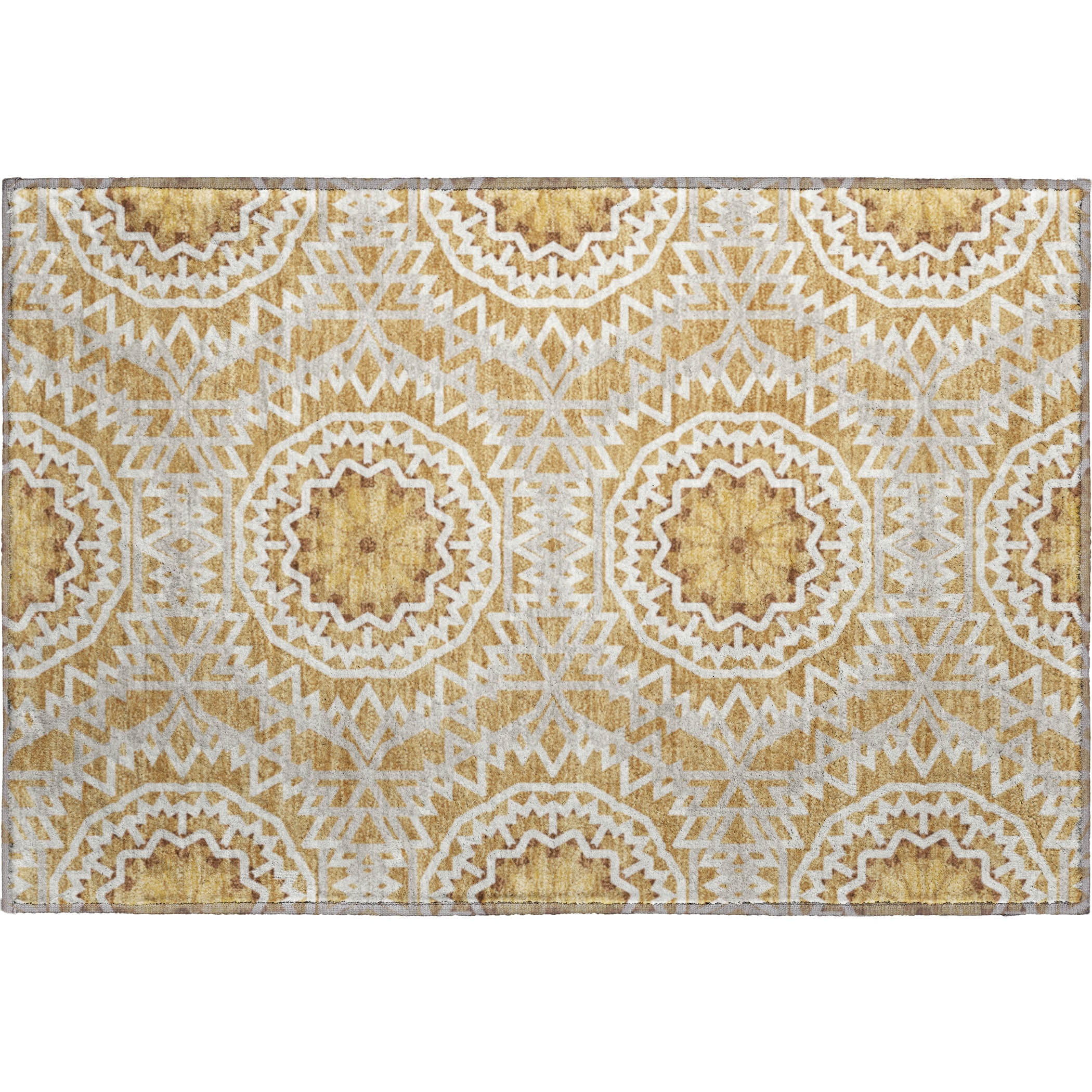 Antigua Machine Washable Transitional Gold Rug 1'8" x 2'6" #shape_Rectangle