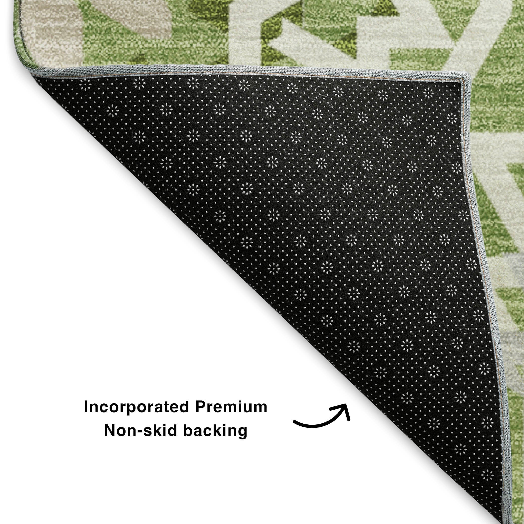 Antigua Machine Washable Transitional Green Rug 1'8" x 2'6" #shape_Rectangle