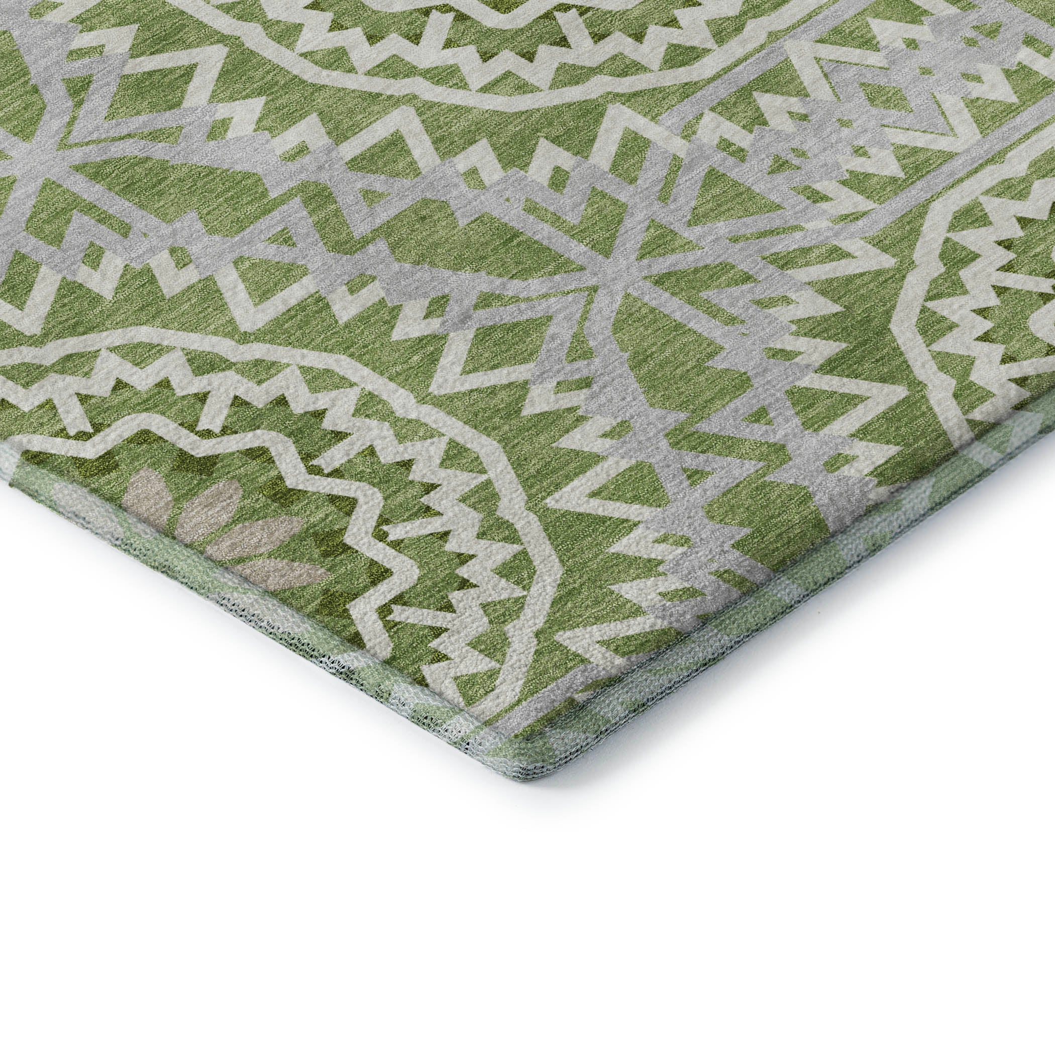 Antigua Machine Washable Transitional Green Rug 1'8" x 2'6" #shape_Rectangle