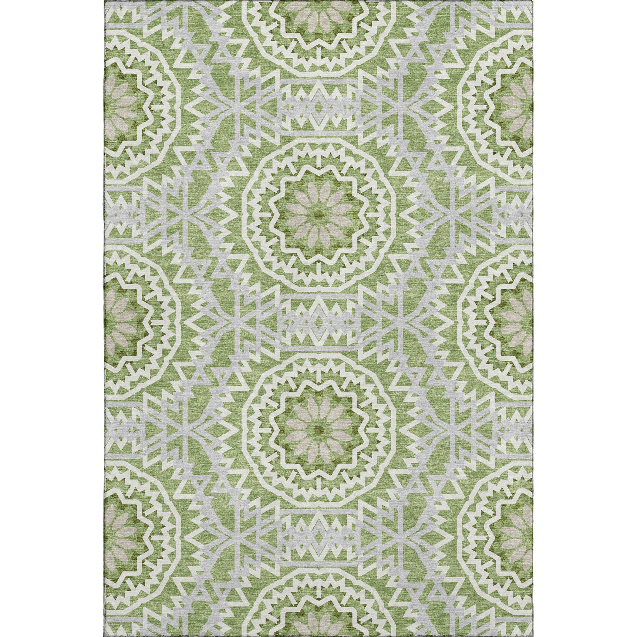 Antigua Machine Washable Transitional Green Rug 2'6" x 3'10" #shape_Rectangle