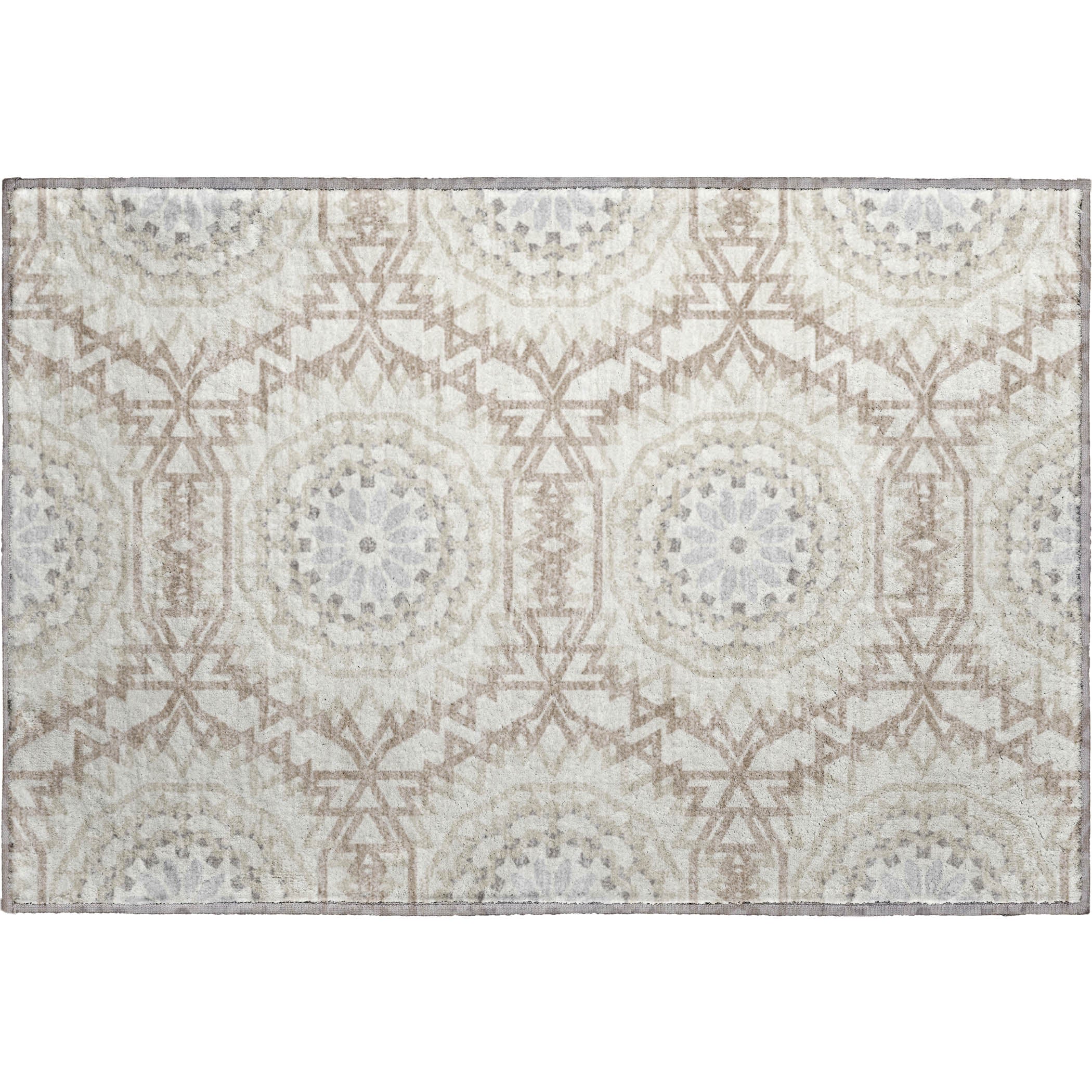 Antigua Machine Washable Transitional Ivory Rug 1'8" x 2'6" #shape_Rectangle