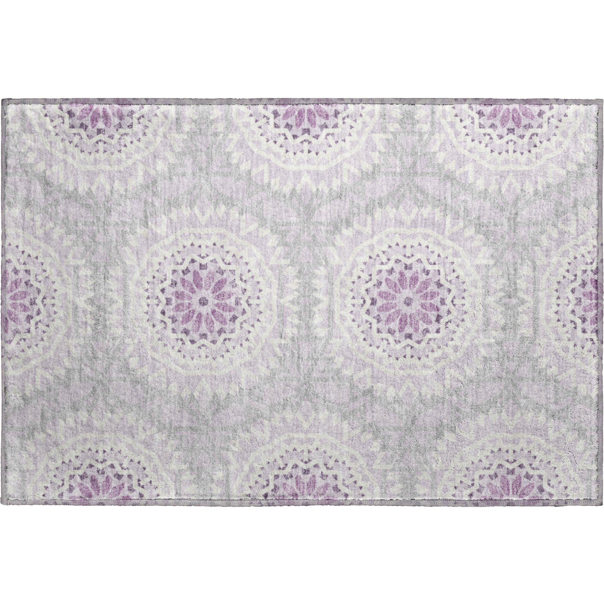 Antigua Machine Washable Transitional Lilac Purple Rug 1'8" x 2'6" #shape_Rectangle