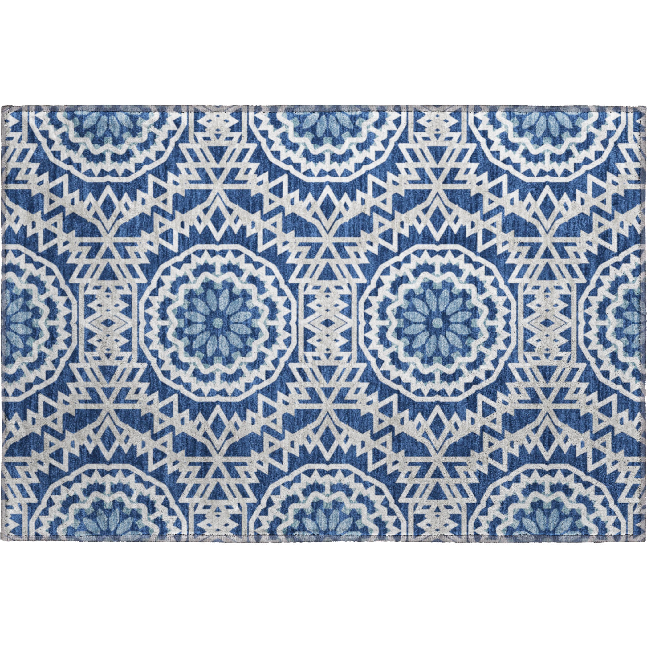Antigua Machine Washable Transitional Navy Blue Rug 1'8" x 2'6" #shape_Rectangle
