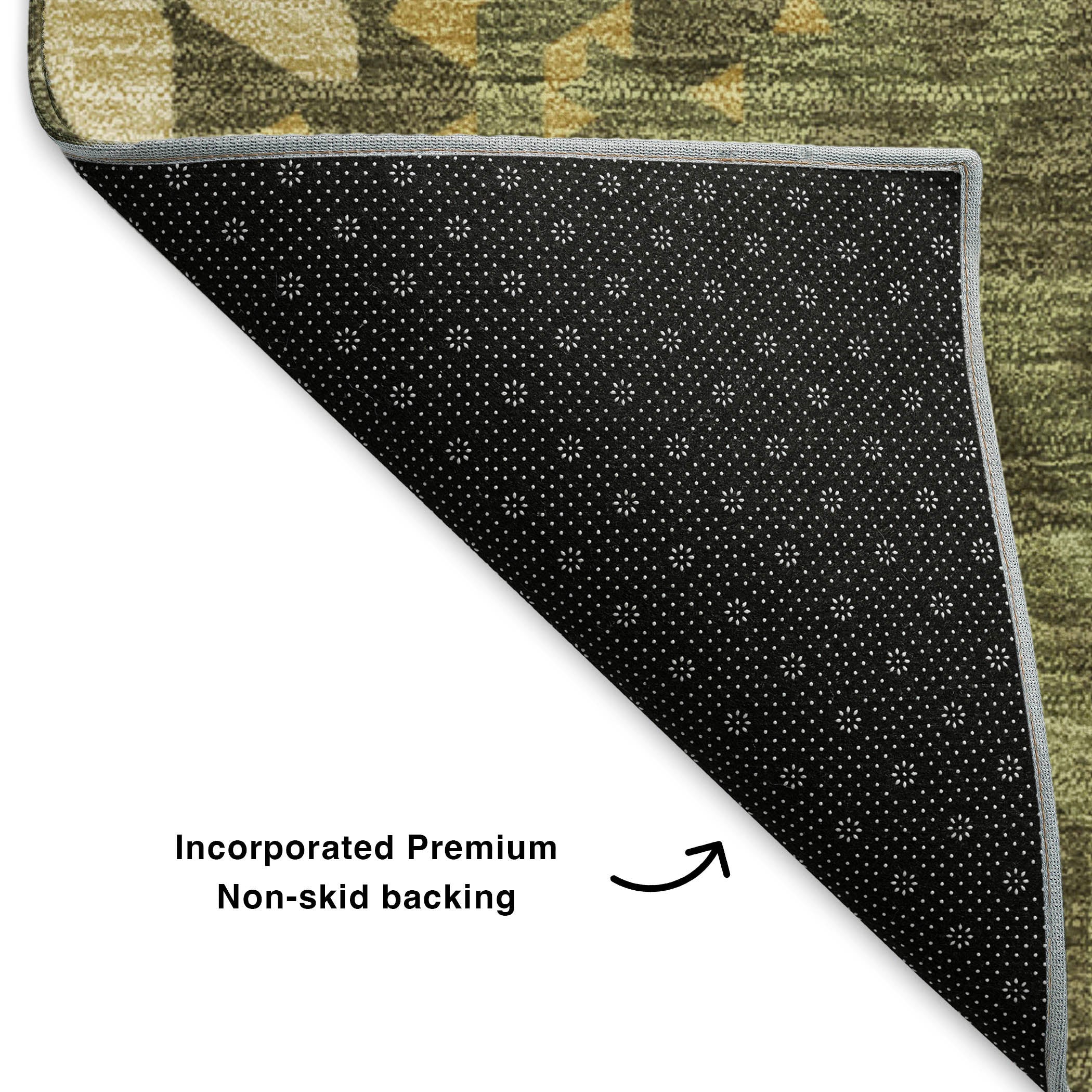 Antigua Machine Washable Transitional Olive Green Rug 1'8" x 2'6" #shape_Rectangle