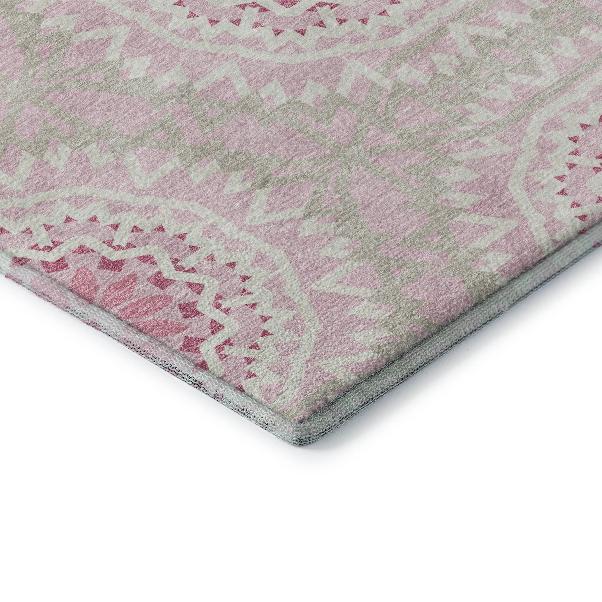 Antigua Machine Washable Transitional Pink Rug 1'8" x 2'6" #shape_Rectangle