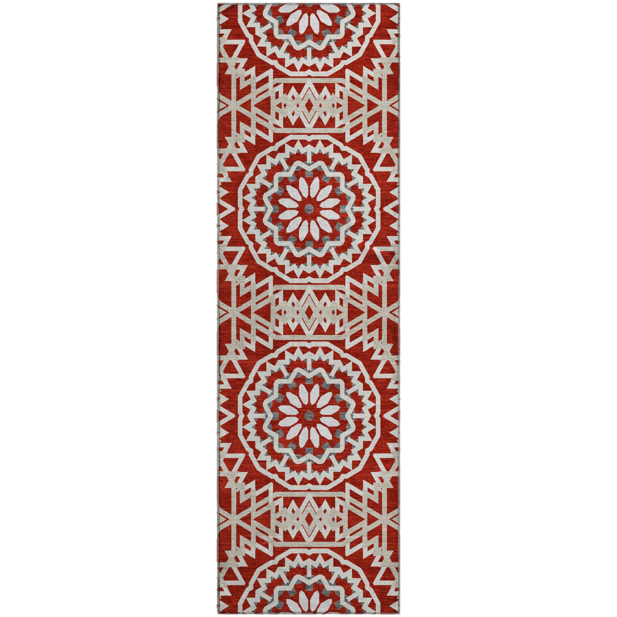 Antigua Machine Washable Transitional Red Rug 2'3" x 7'6" #shape_Runner