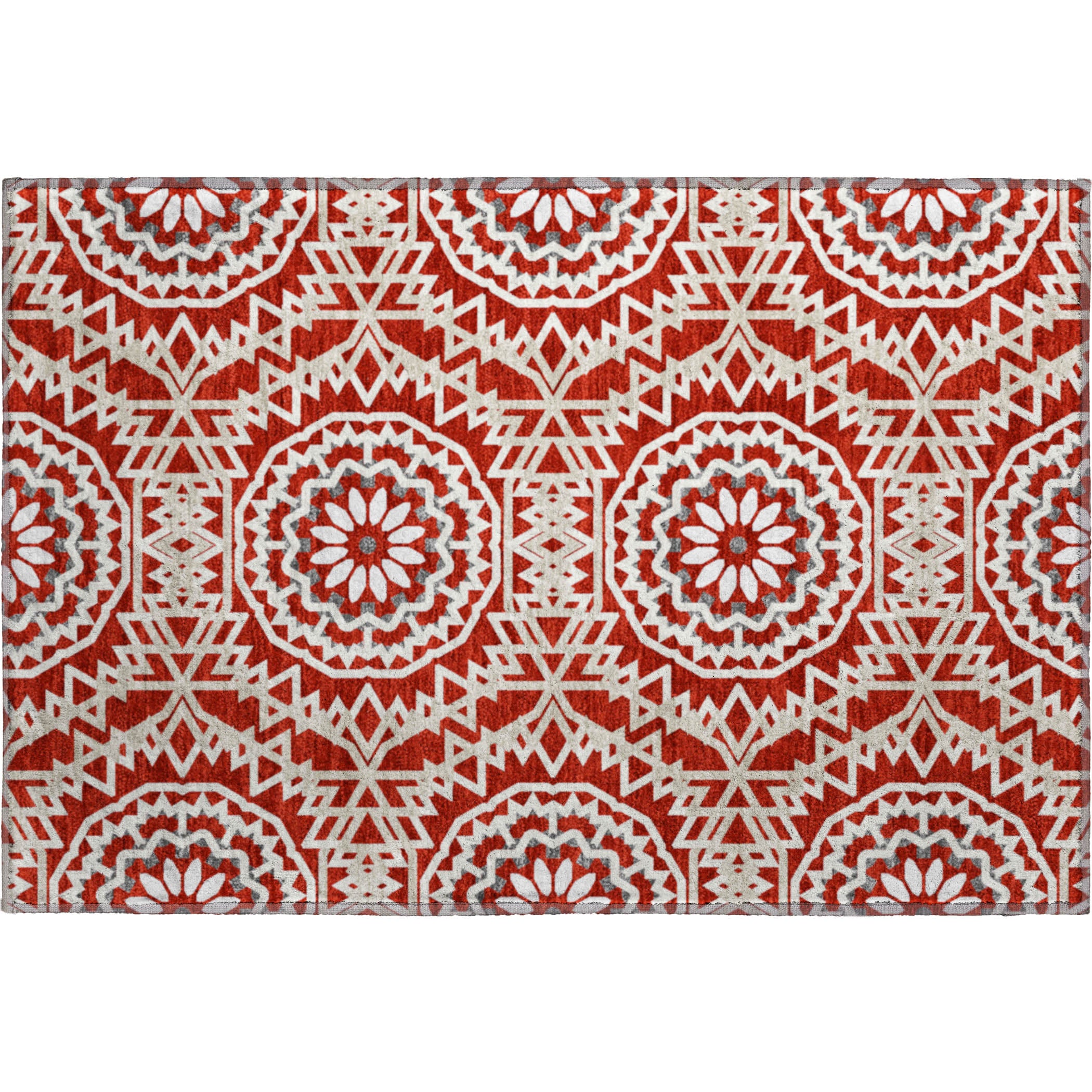 Antigua Machine Washable Transitional Red Rug 1'8" x 2'6" #shape_Rectangle