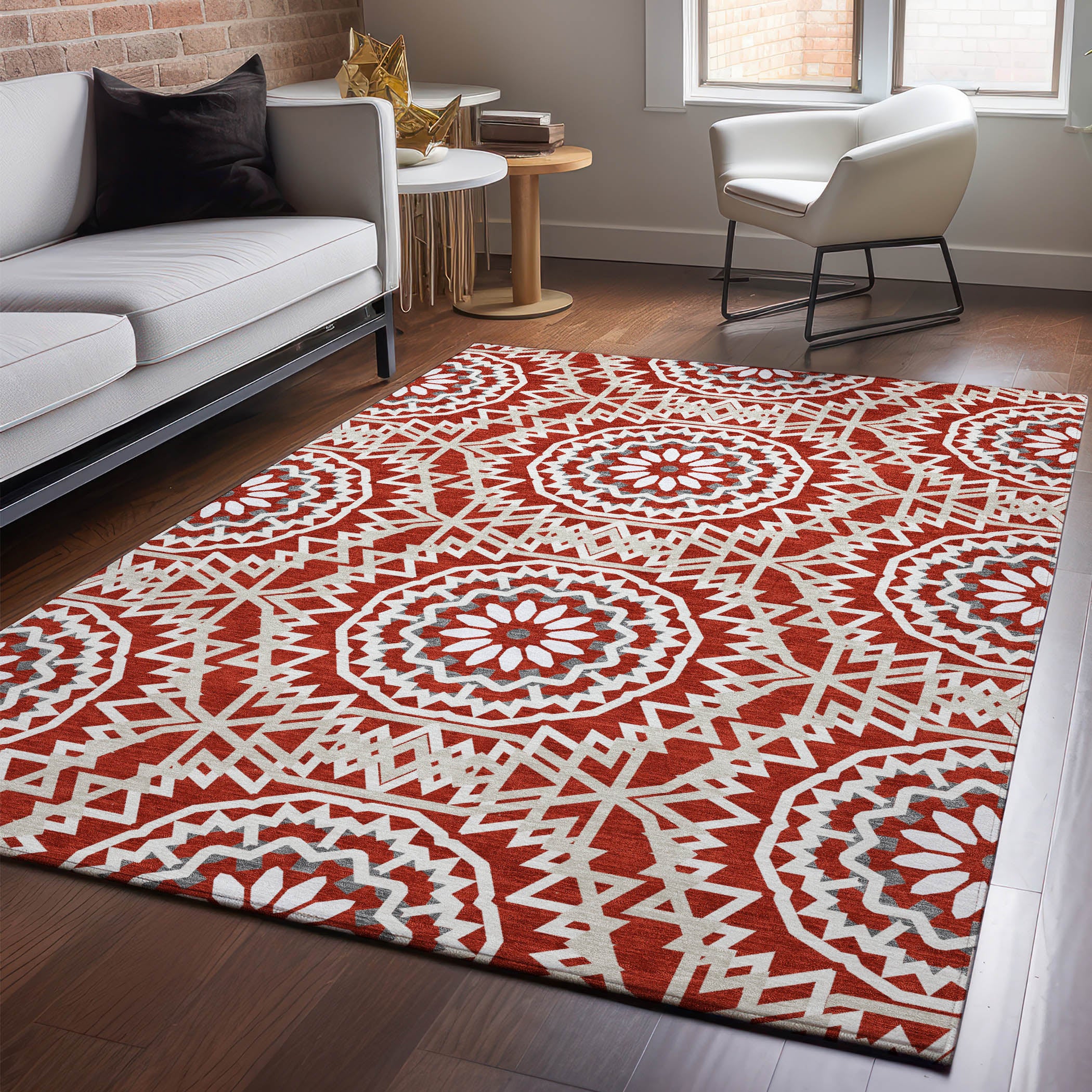 Antigua Machine Washable Transitional Red Rug 2'6" x 3'10" #shape_Rectangle