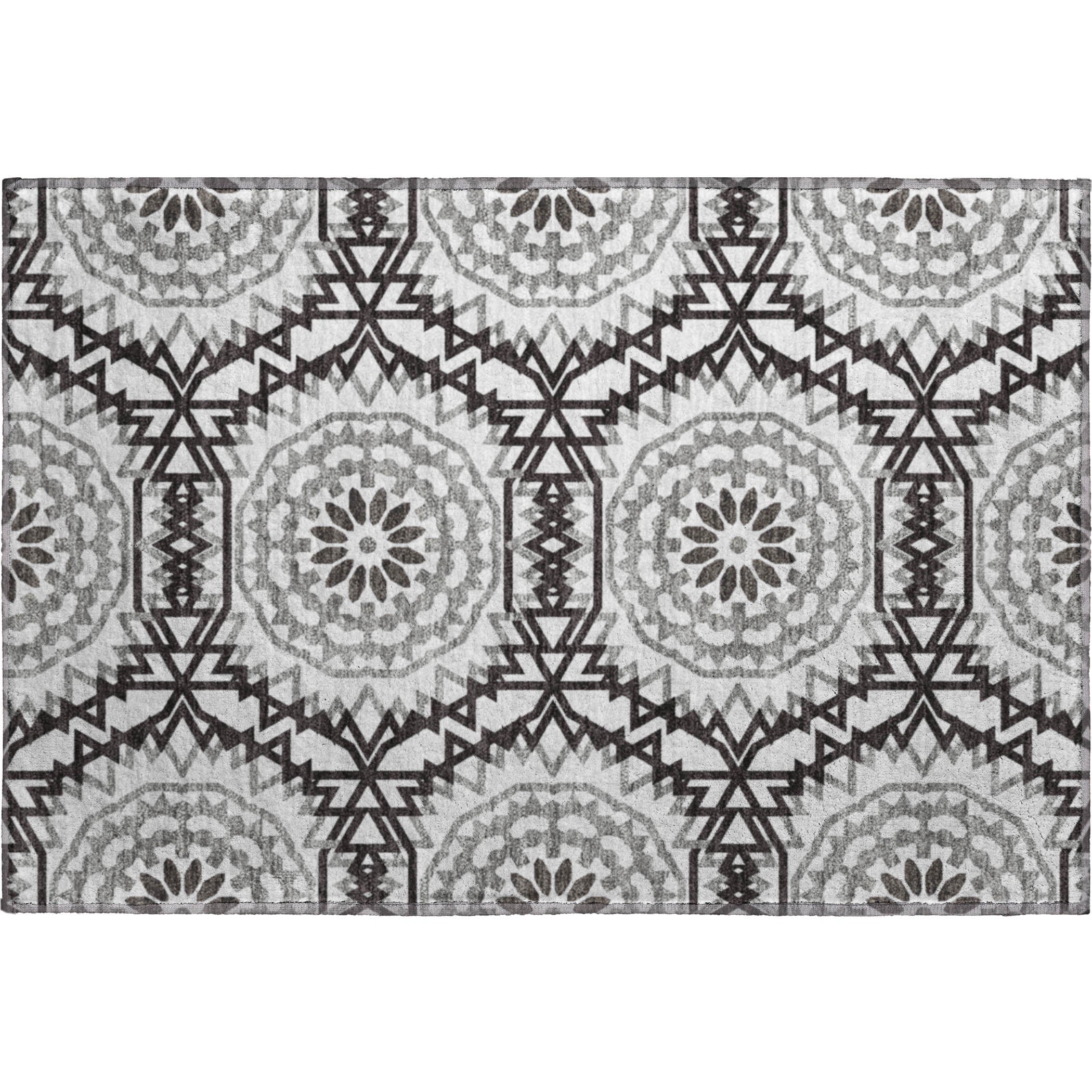 Antigua Machine Washable Transitional White Ivory Rug 1'8" x 2'6" #shape_Rectangle