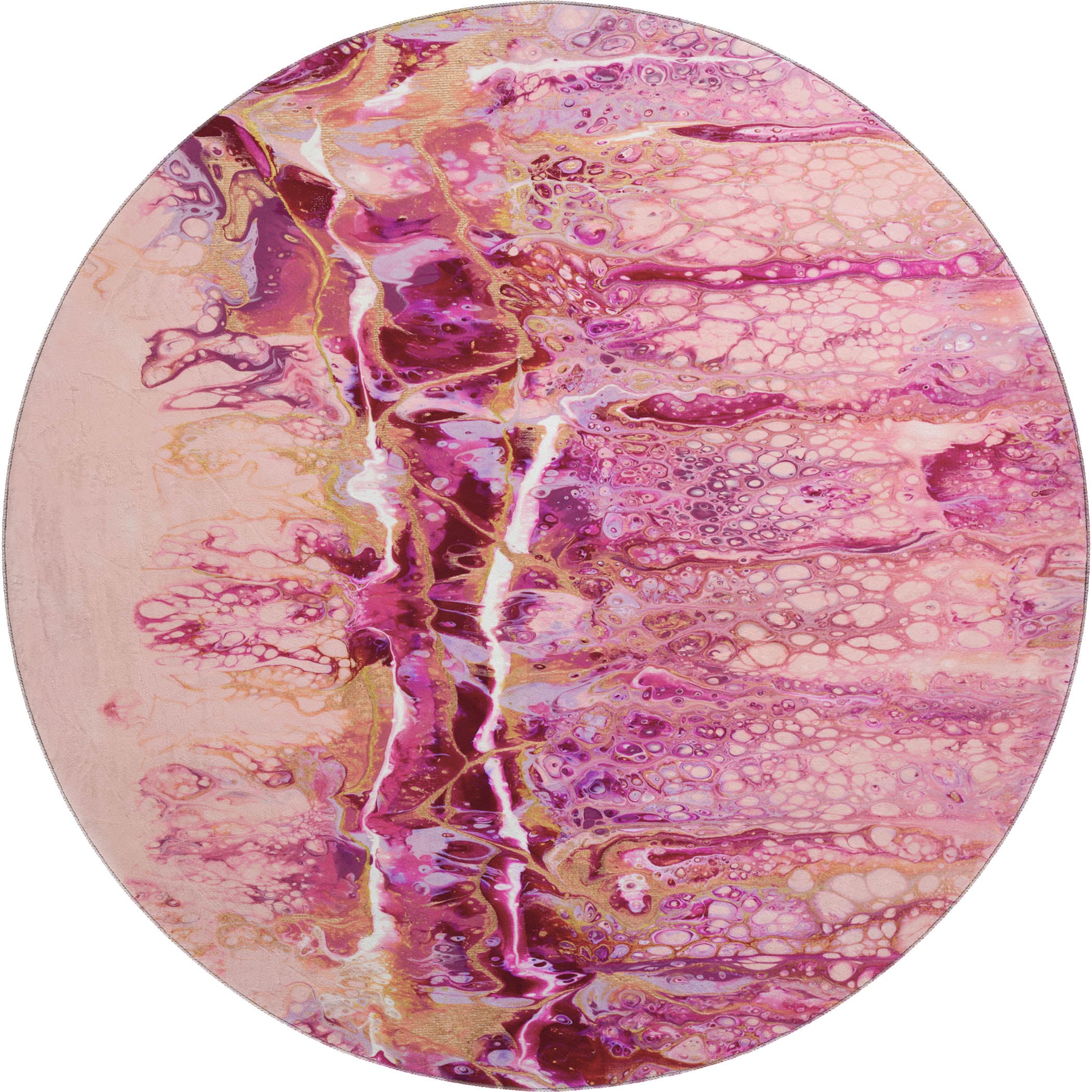 Valletta Machine Washable Contemporary Berry Pink Rug 8' x 8' #shape_Round