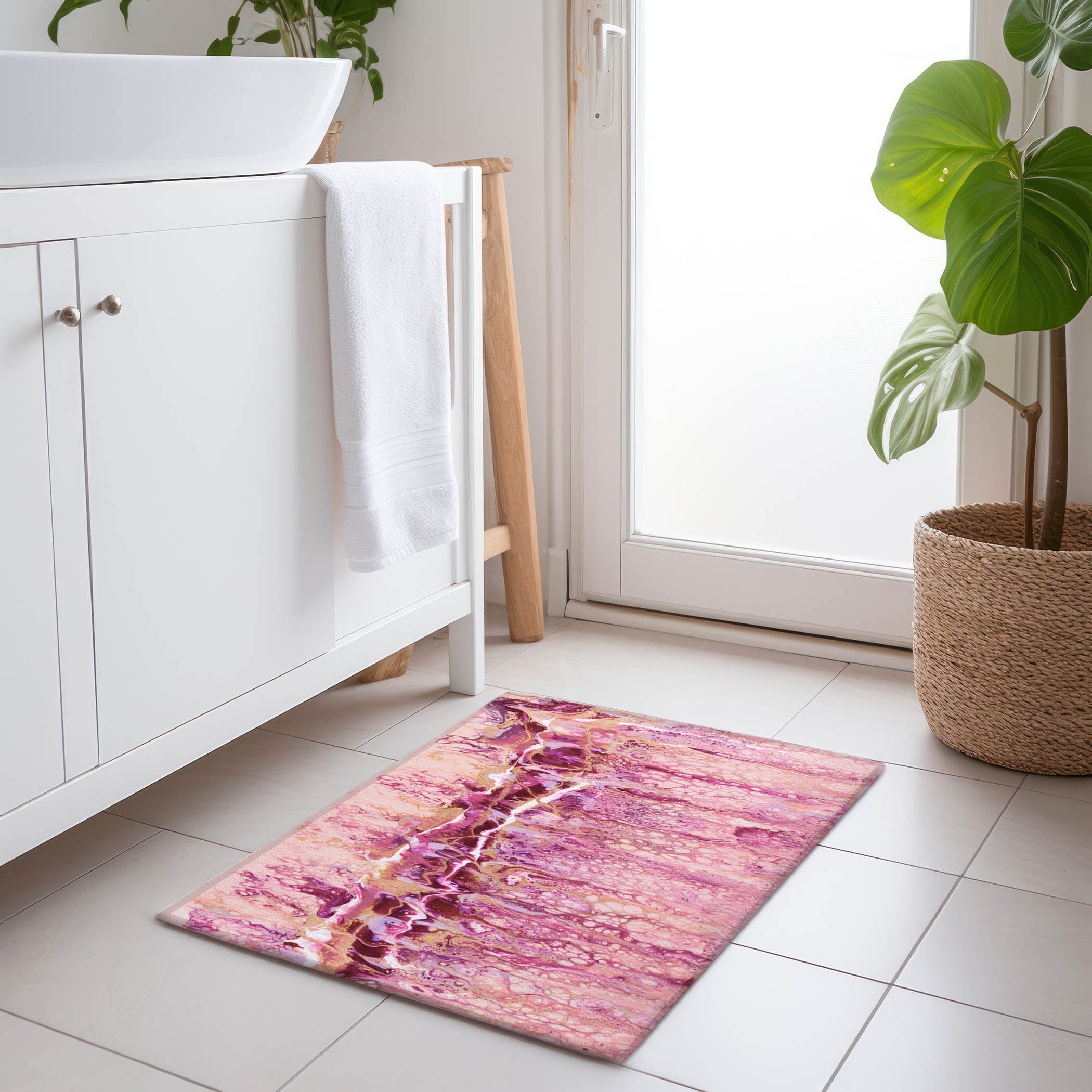 Valletta Machine Washable Contemporary Berry Pink Rug 1'8" x 2'6" #shape_Rectangle