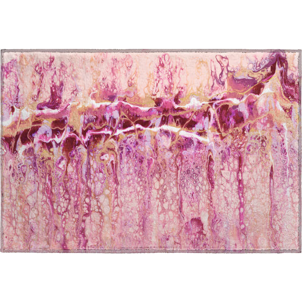 Valletta Machine Washable Contemporary Berry Pink Rug 1'8" x 2'6"