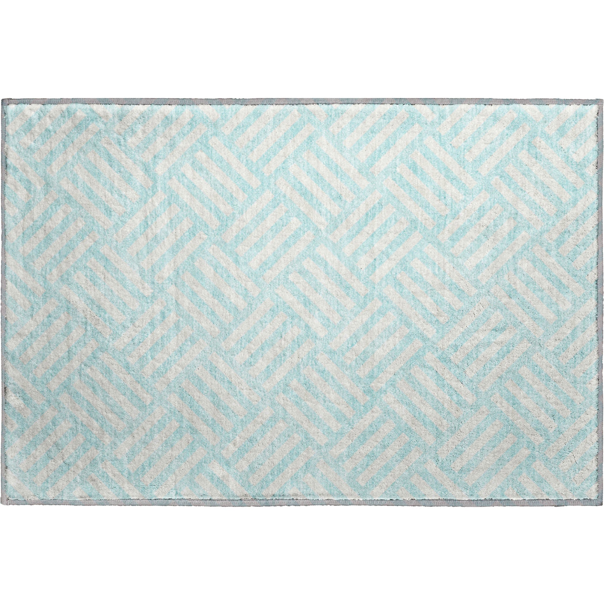 Kathmandu Machine Washable Transitional Aqua Teal Rug 1'8" x 2'6" #shape_Rectangle