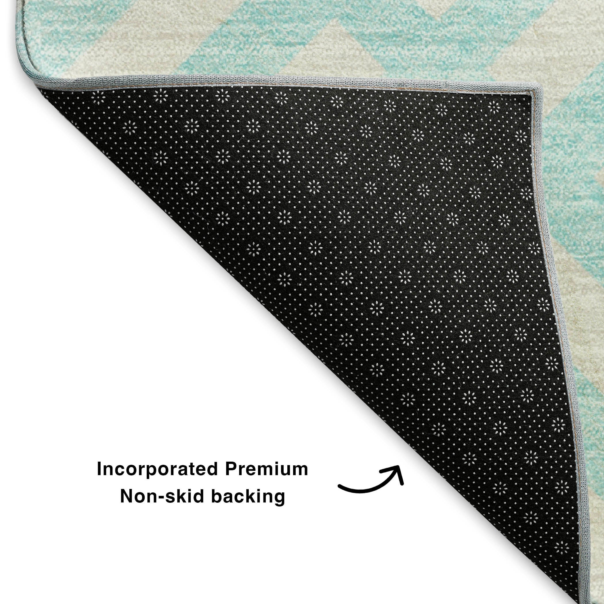 Kathmandu Machine Washable Transitional Aqua Teal Rug 1'8" x 2'6" #shape_Rectangle