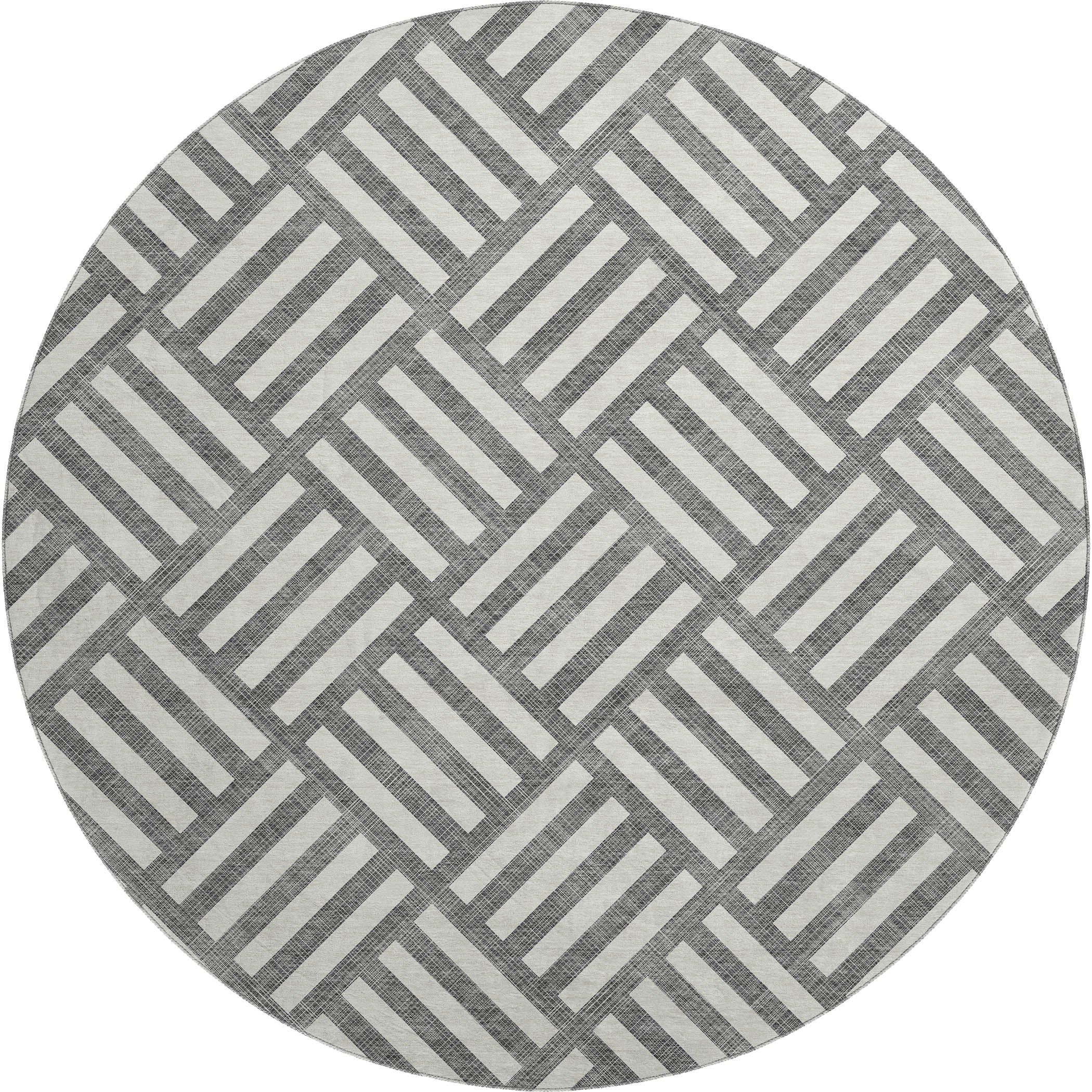 Kathmandu Machine Washable Transitional Charcoal Gray Rug 8' x 8' #shape_Round