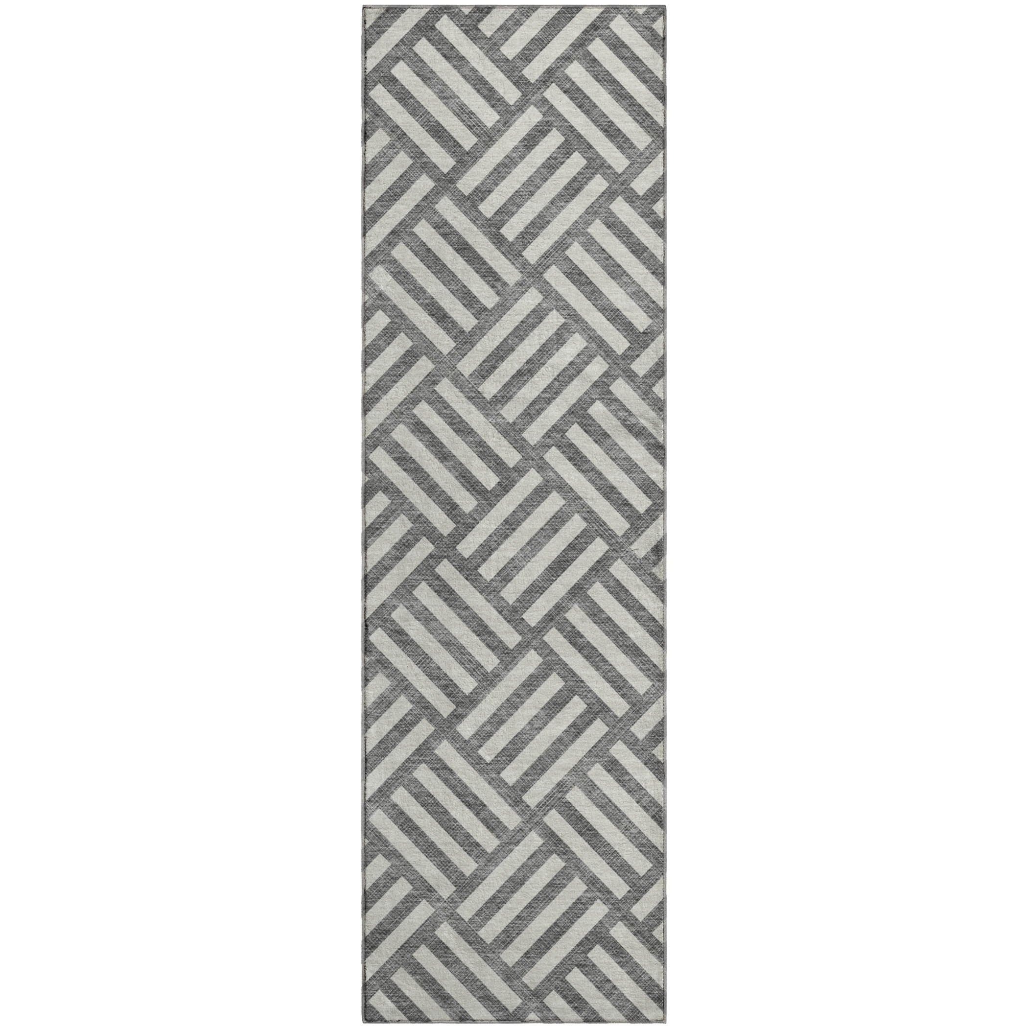Kathmandu Machine Washable Transitional Charcoal Gray Rug 2'3" x 7'6" #shape_Runner