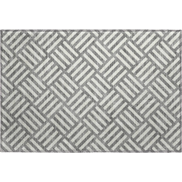 Kathmandu Machine Washable Transitional Charcoal Gray Rug 1'8" x 2'6"
