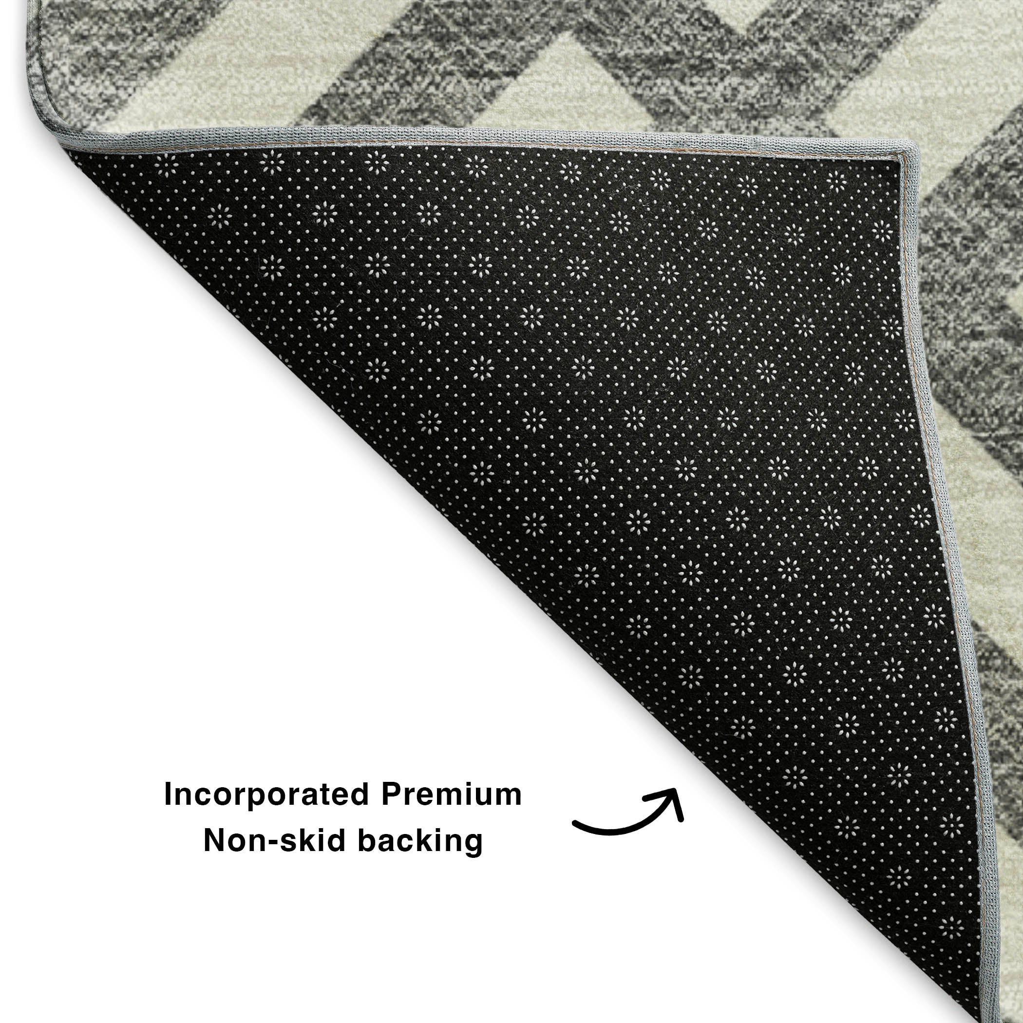 Kathmandu Machine Washable Transitional Charcoal Gray Rug 1'8" x 2'6" #shape_Rectangle