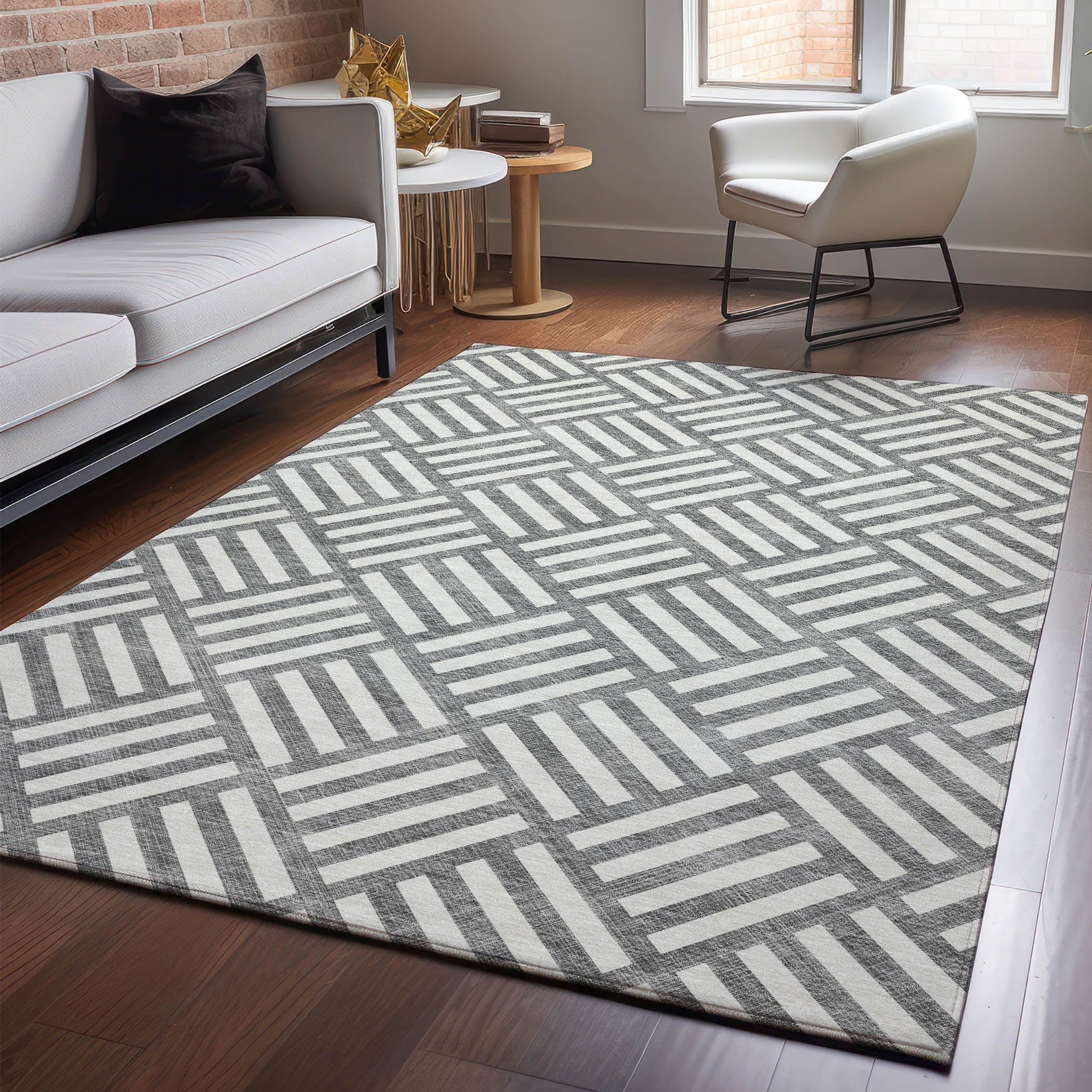 Kathmandu Machine Washable Transitional Charcoal Gray Rug 2'6" x 3'10" #shape_Rectangle