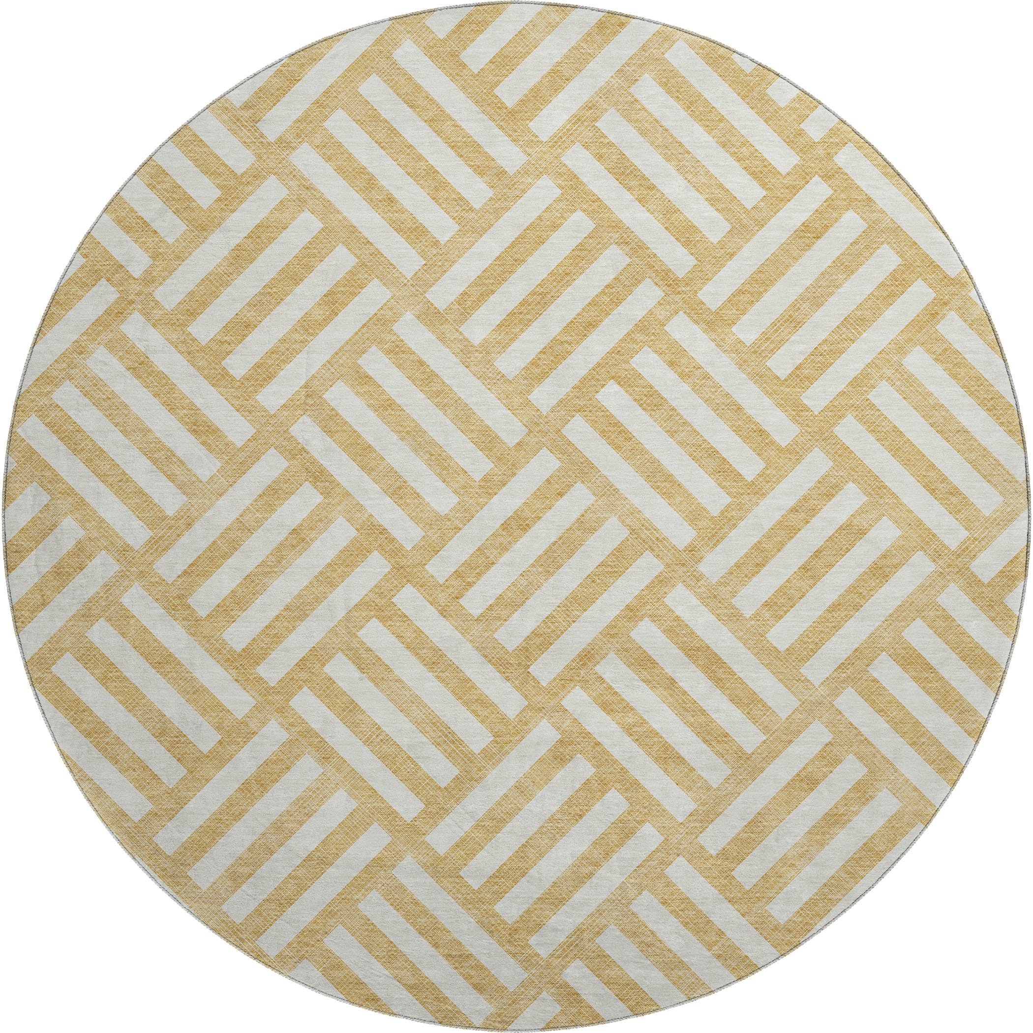 Kathmandu Machine Washable Transitional Gold Rug 8' x 8' #shape_Round