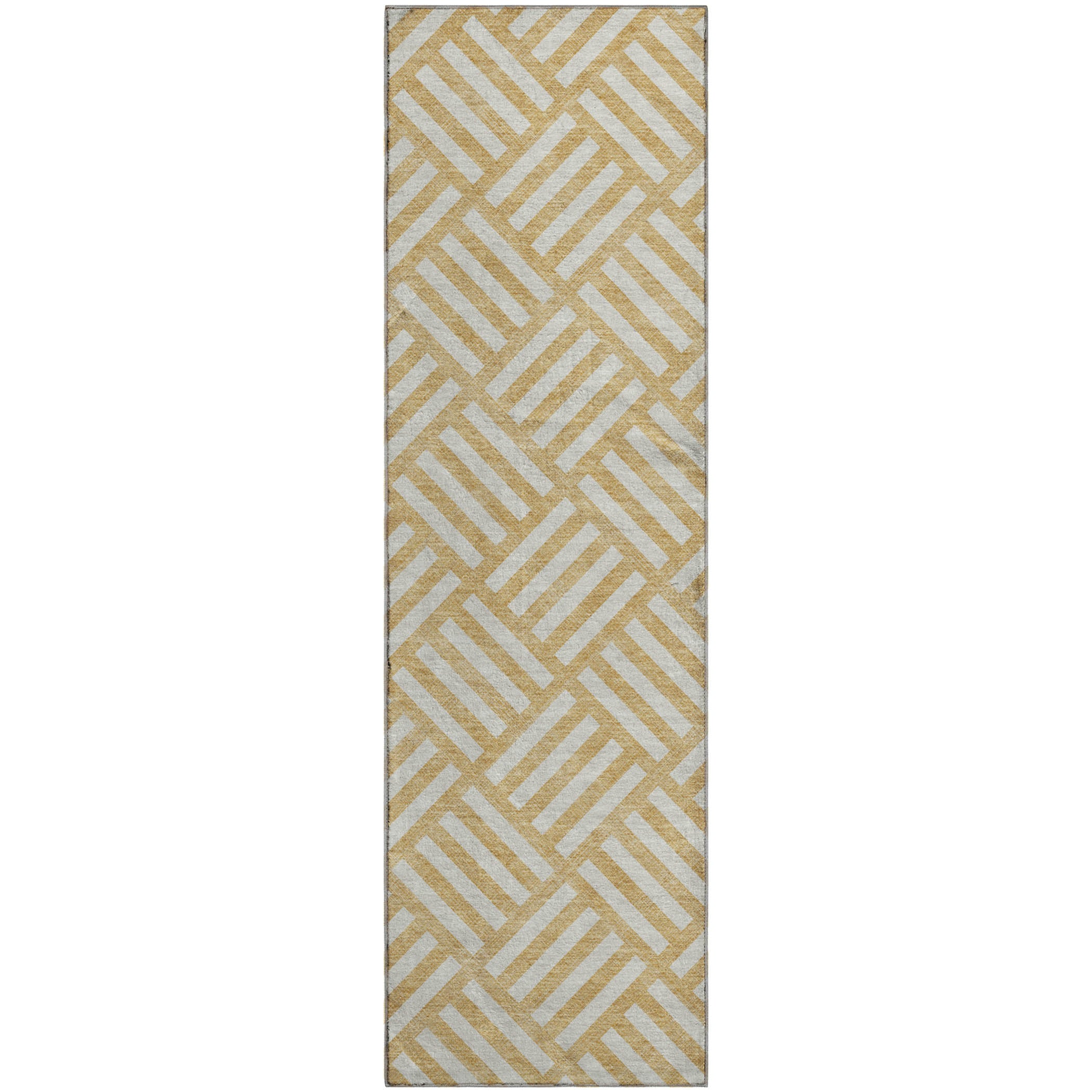 Kathmandu Machine Washable Transitional Gold Rug 2'3" x 7'6" #shape_Runner