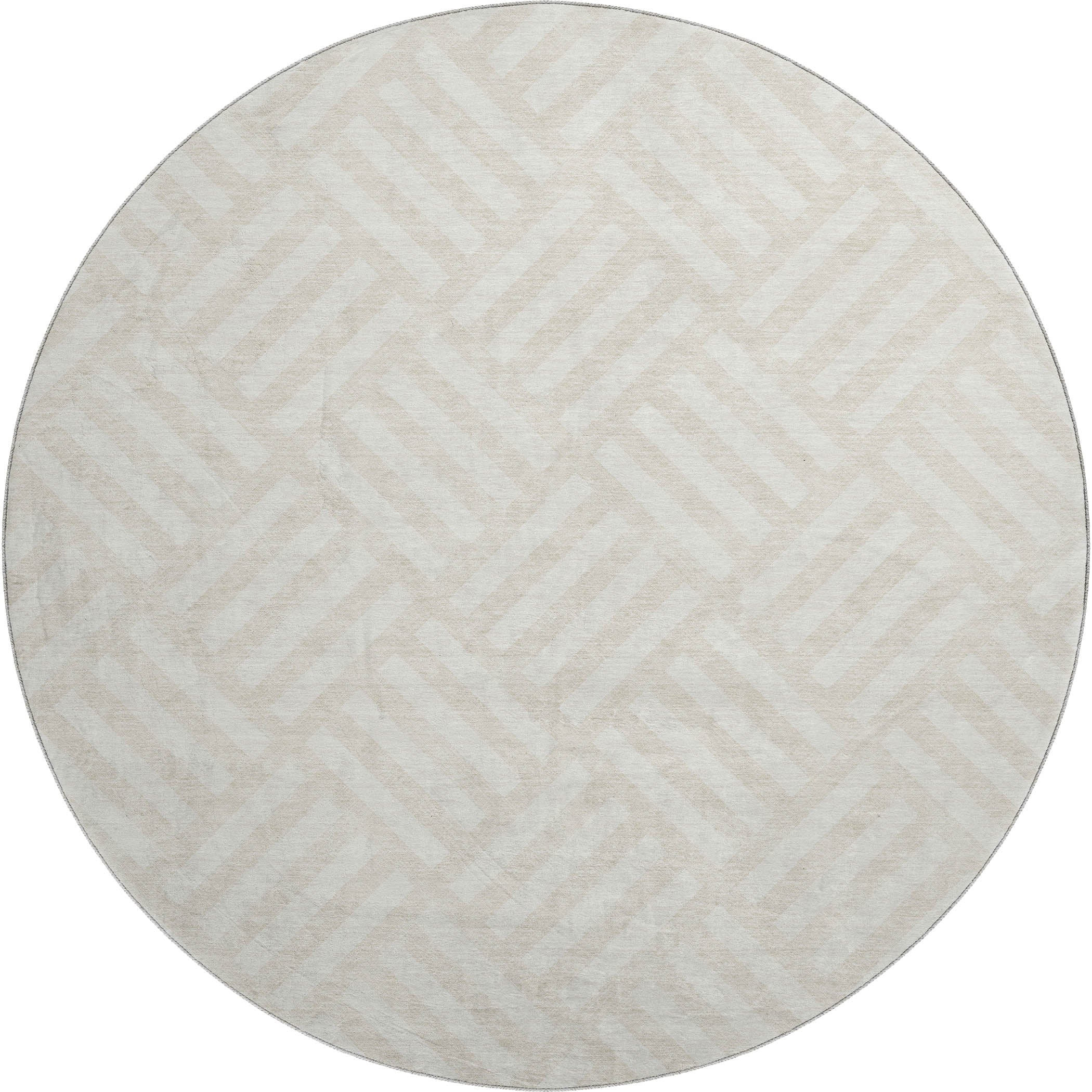Kathmandu Machine Washable Transitional Ivory Rug 8' x 8' #shape_Round