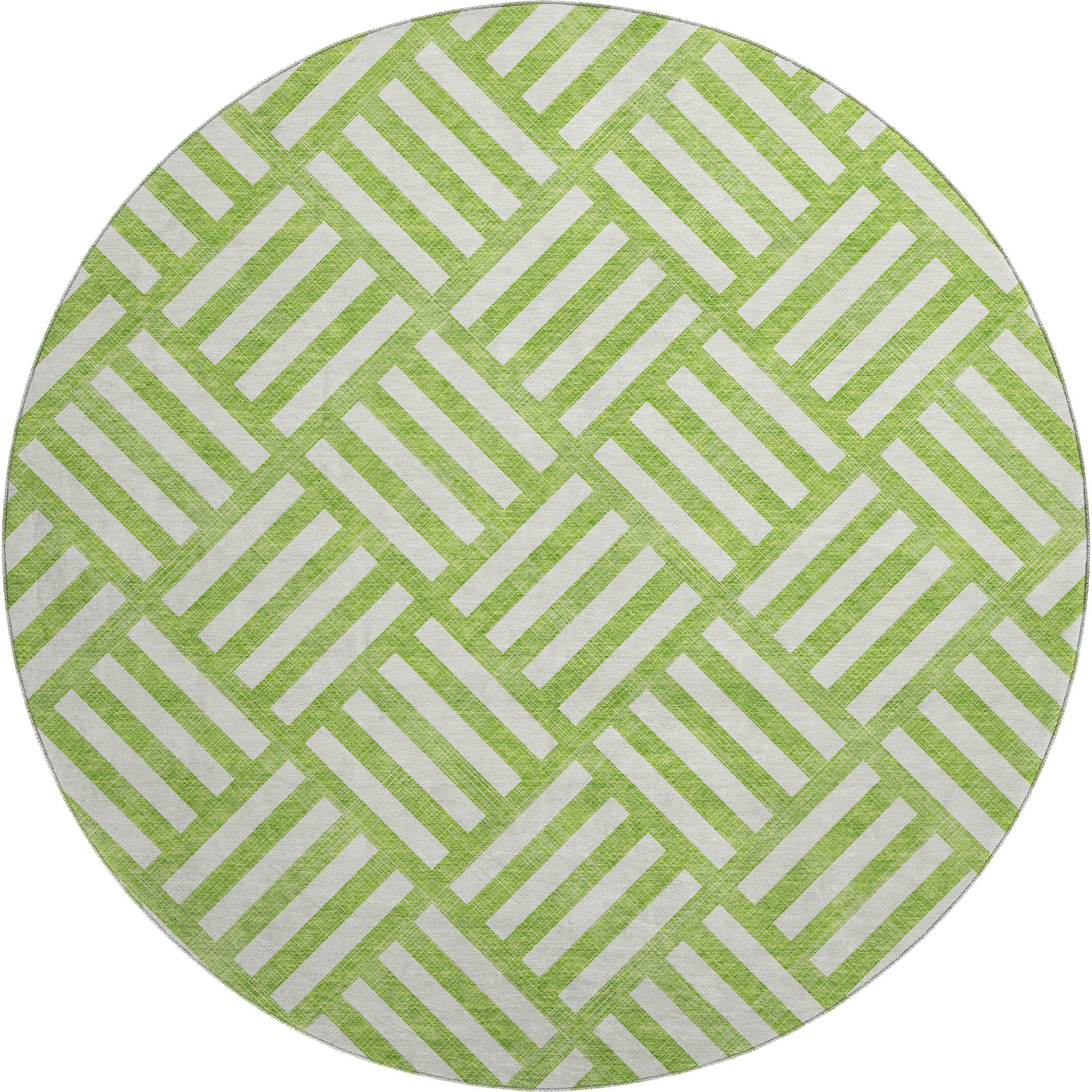 Kathmandu Machine Washable Transitional Lime Green Rug 8' x 8' #shape_Round